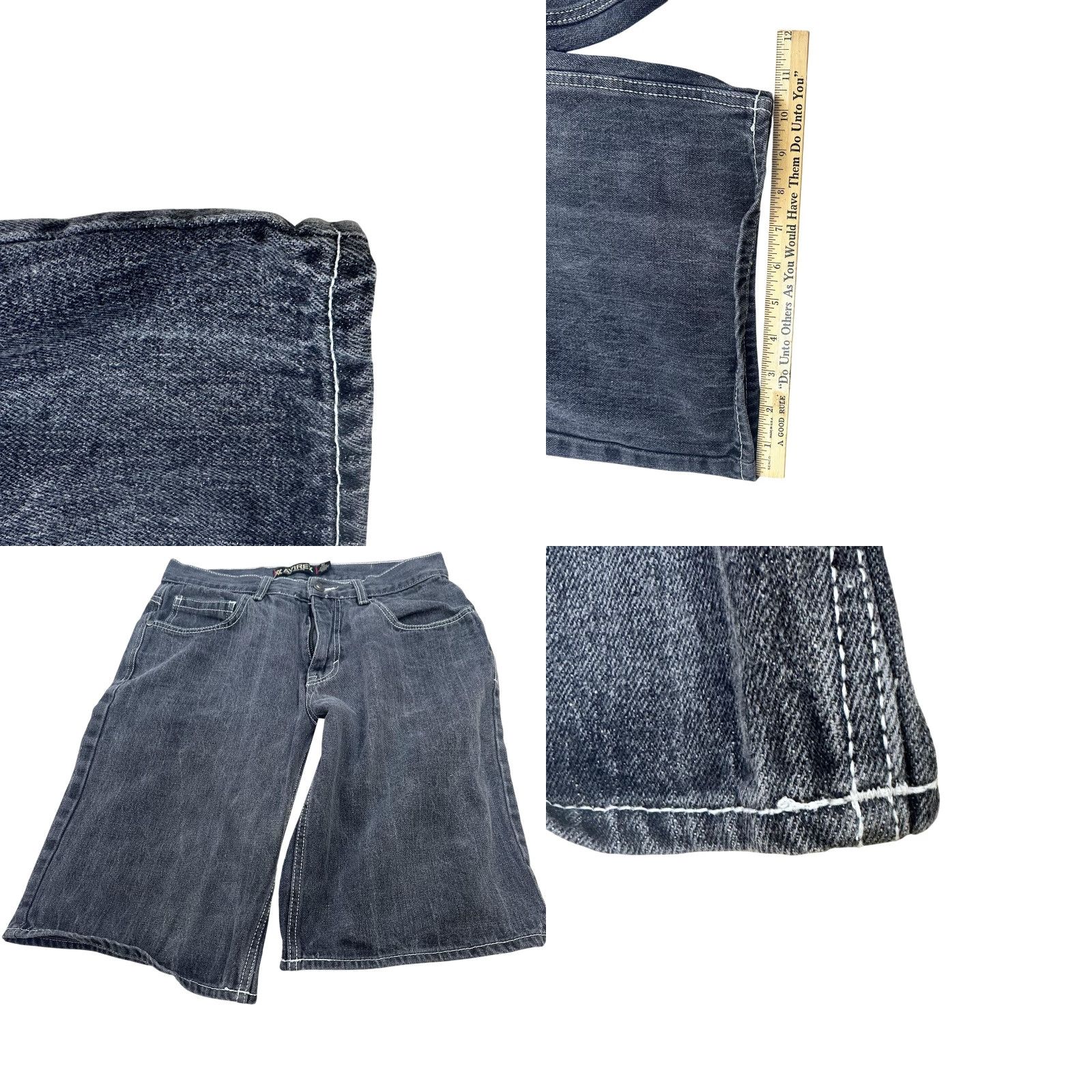 Avirex Avirex Denim Shorts Mens 32 Gray Wash 5-Pocket Bermuda Streetwear Waist 32 Inseam 12 Flat Front Cotton Denim Casual Relaxed Pockets Mens Size US 32 / EU 48 - 8 Thumbnail