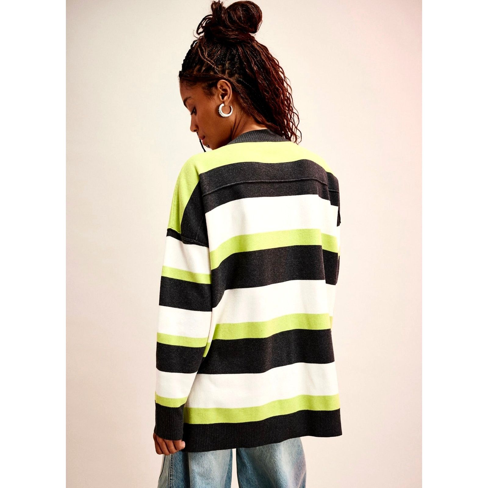 Free People Free People League Of Her Own Cardigan Carbon Lime Combo S Size S / US 4 / IT 40 - 5 Thumbnail