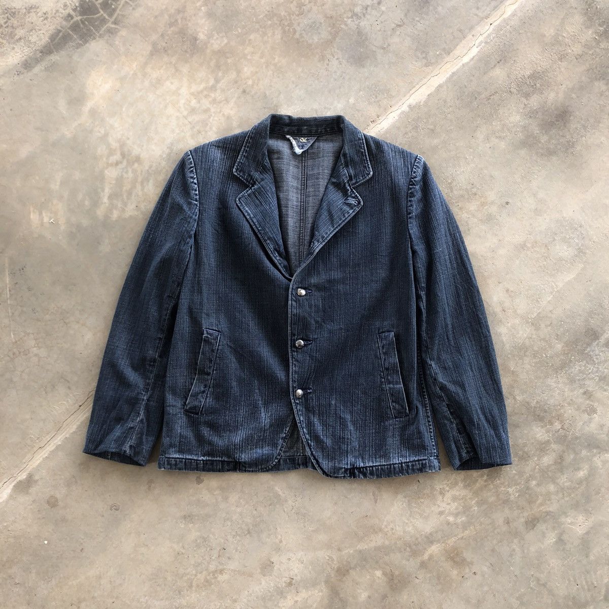 image of 45Rpm Blue Denim Blazer Jacket, Men's (Size Medium)