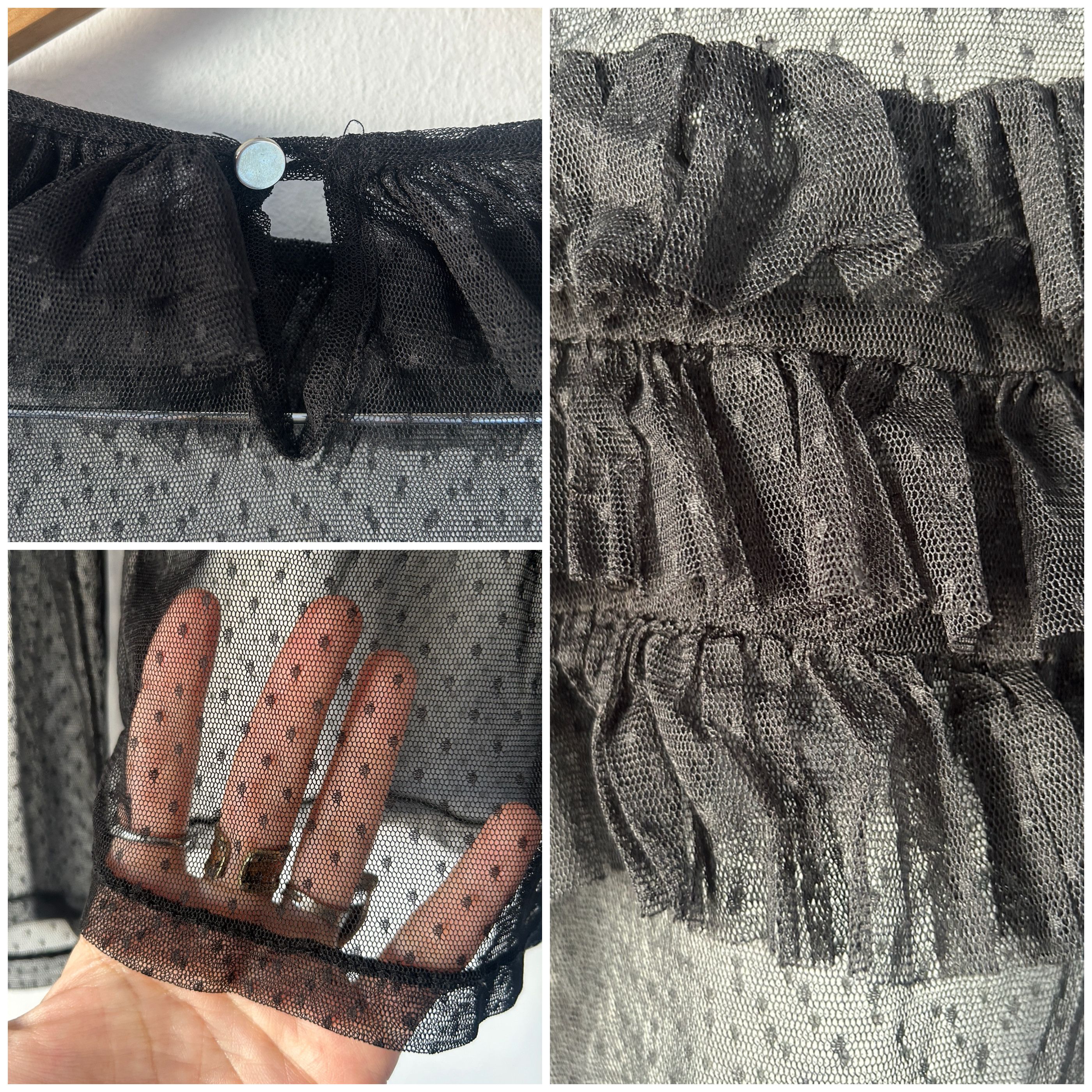 Vintage Vintage Sheer Black Ruffle Top Size M / US 6-8 / IT 42-44 - 9 Thumbnail