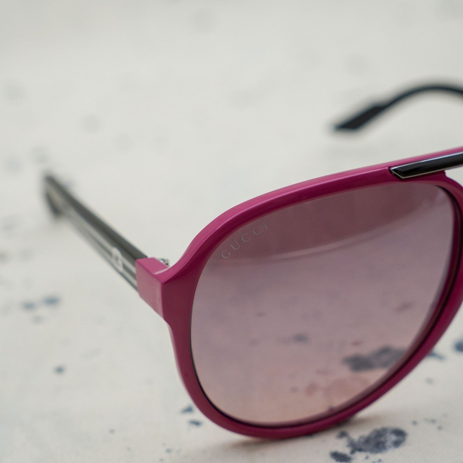 Gucci Gucci 1627 pink gradient striped gg logo aviator sunglasses Size ONE SIZE - 6 Thumbnail