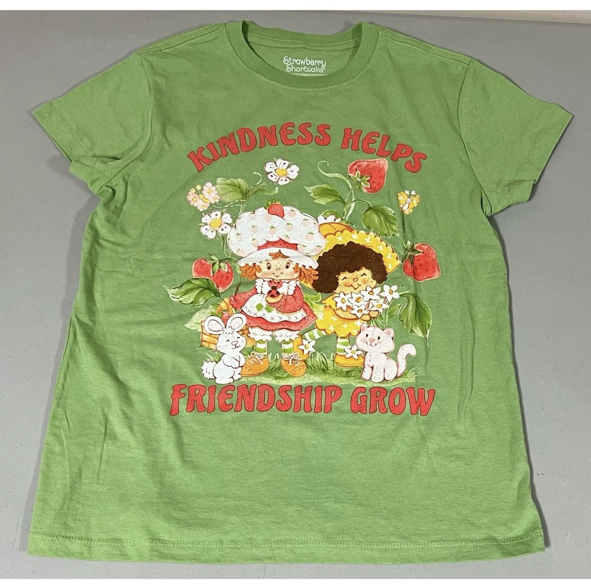 Strawberry Green ‘Kindness Helps Friendship Grow’ Tee T-Shirt Top XS 🍓✨ Size XS / US 0-2 / IT 36-38 - 2 Thumbnail