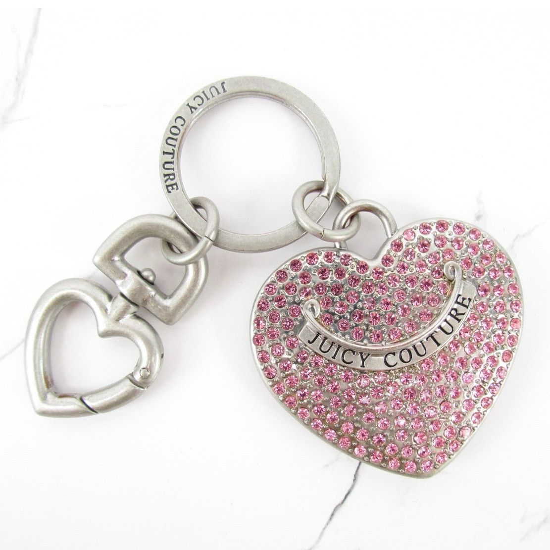 Juicy Couture Juicy Couture Pink Silver Heart Bag Charm | Grailed
