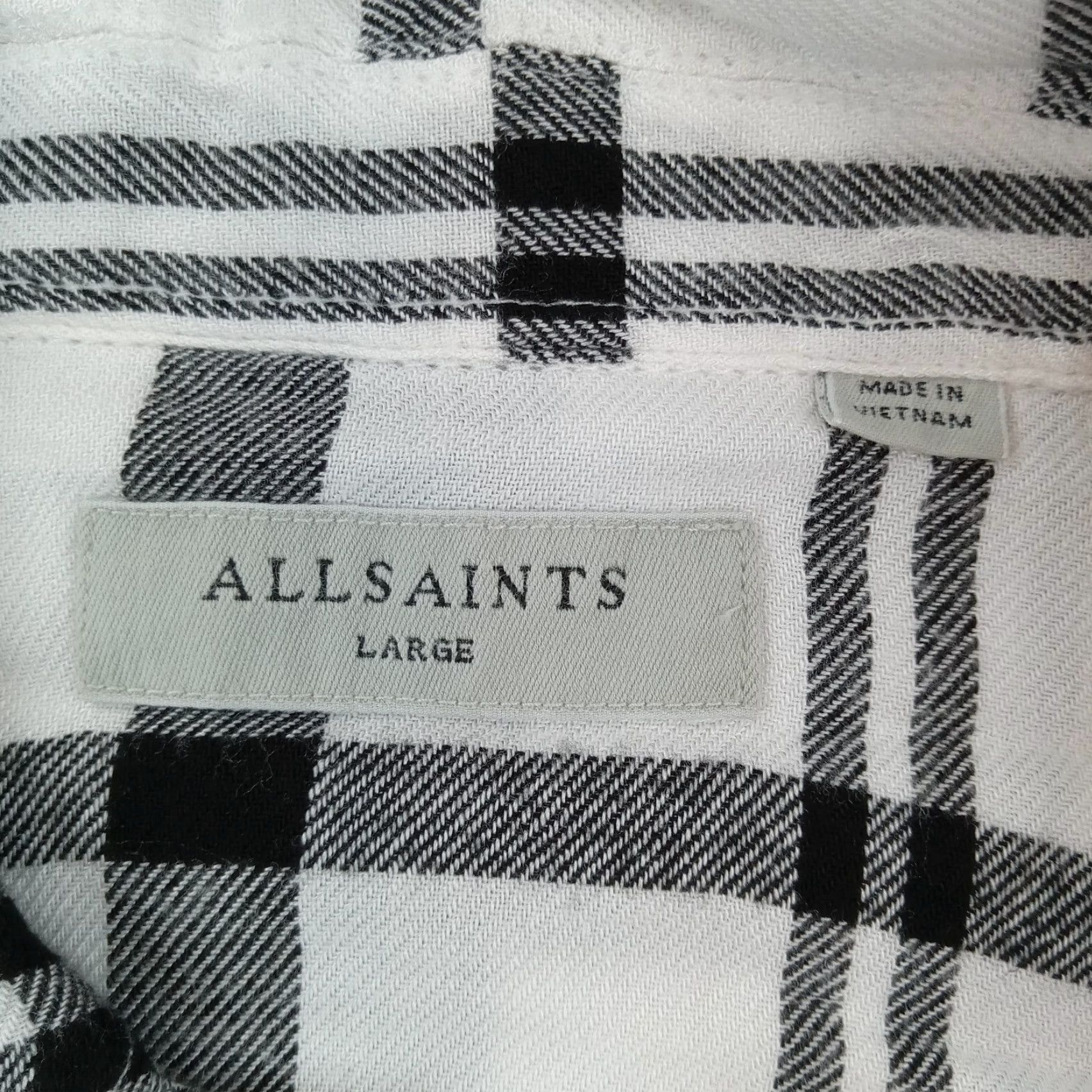 Allsaints AllSaints Women's White Black Plaid Long Sleeve Button Up Shirt Large Size L / US 10 / IT 46 - 5 Thumbnail