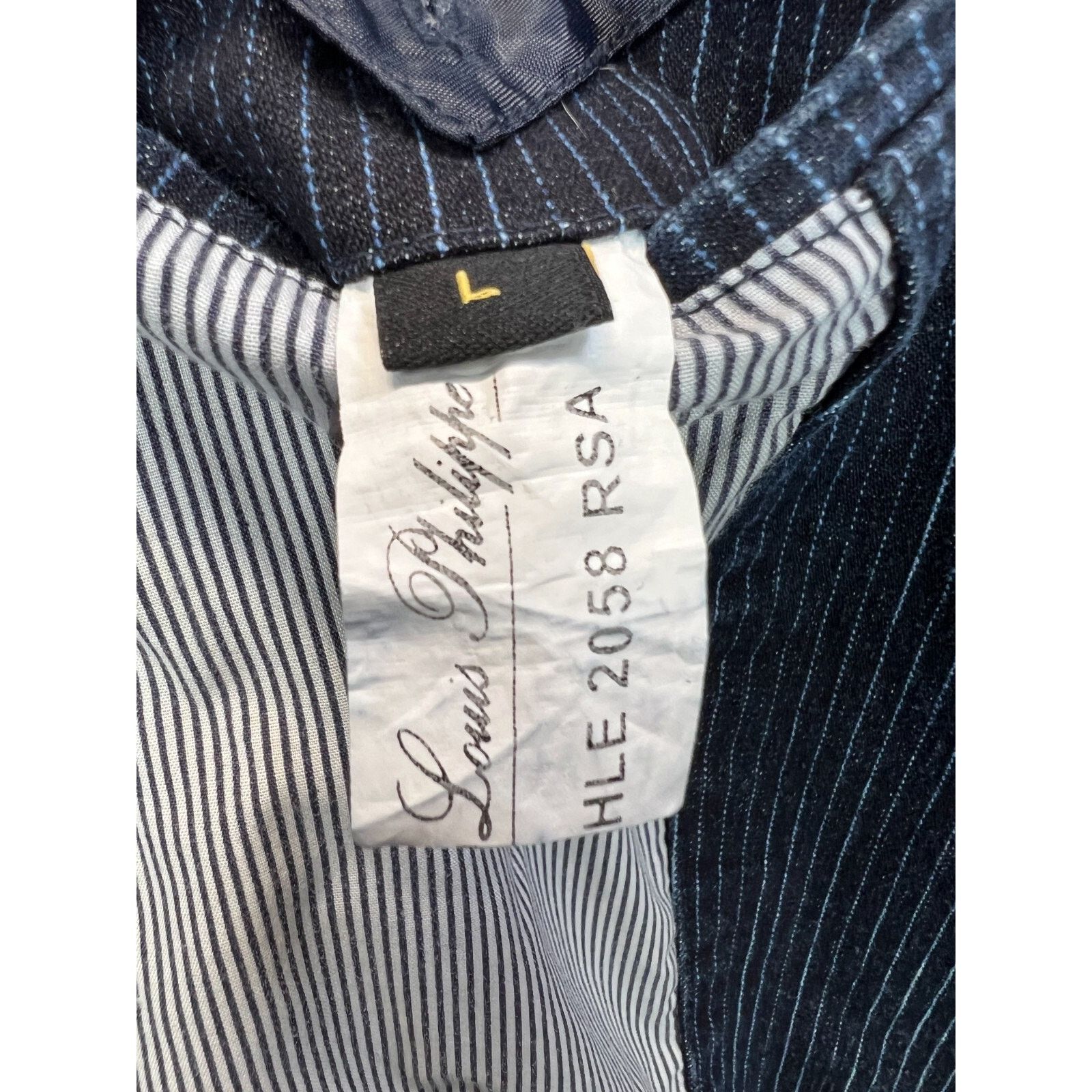 Louis Philippe Louis Philippe Denim Blazer Men Large Striped Vented Jacket Size US L / EU 52-54 / 3 - 6 Thumbnail