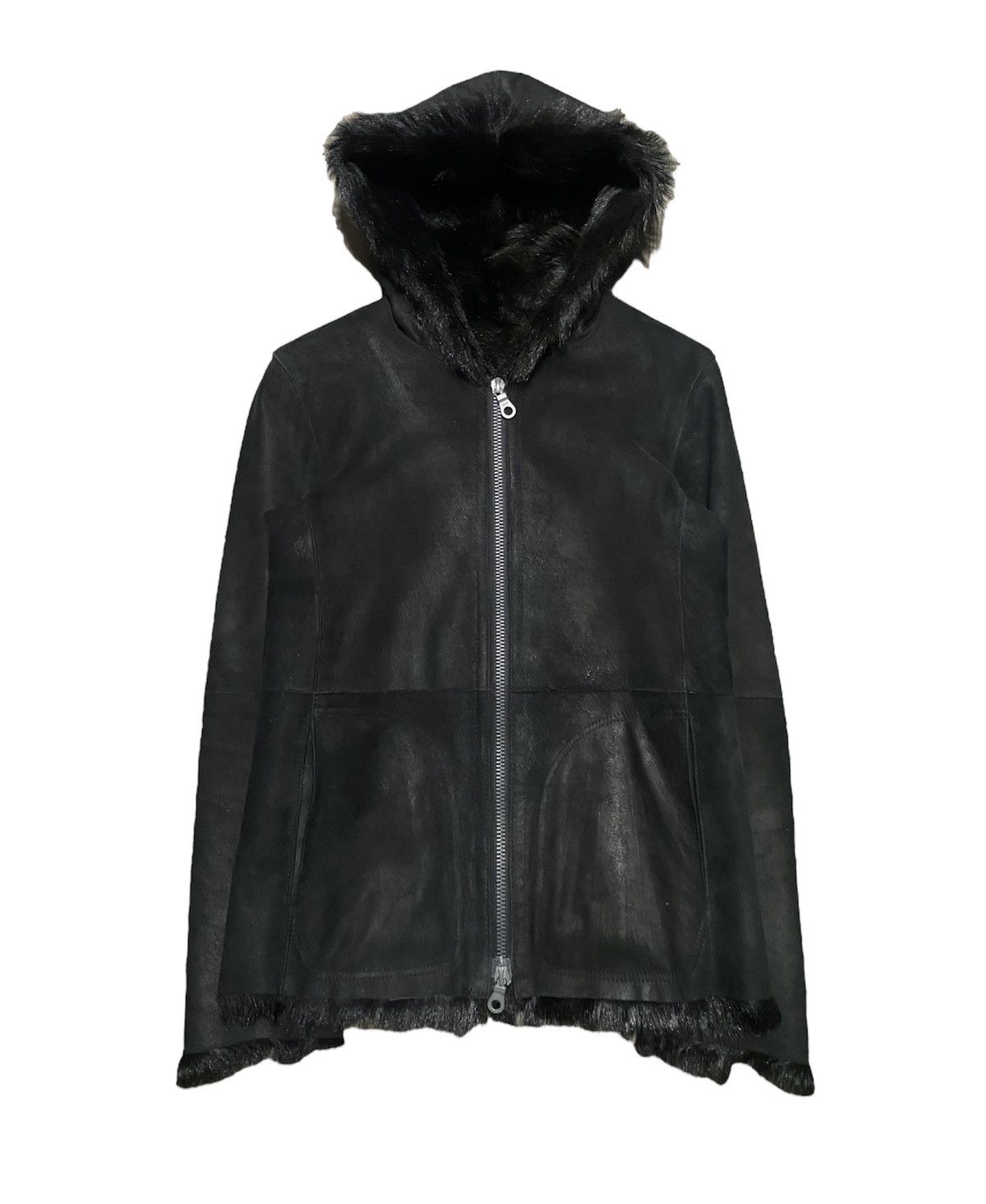 image of Backlash x Isamu Katayama Backlash Shearling Fur Hoodie Jacket in Black, Men's (Size Medium)