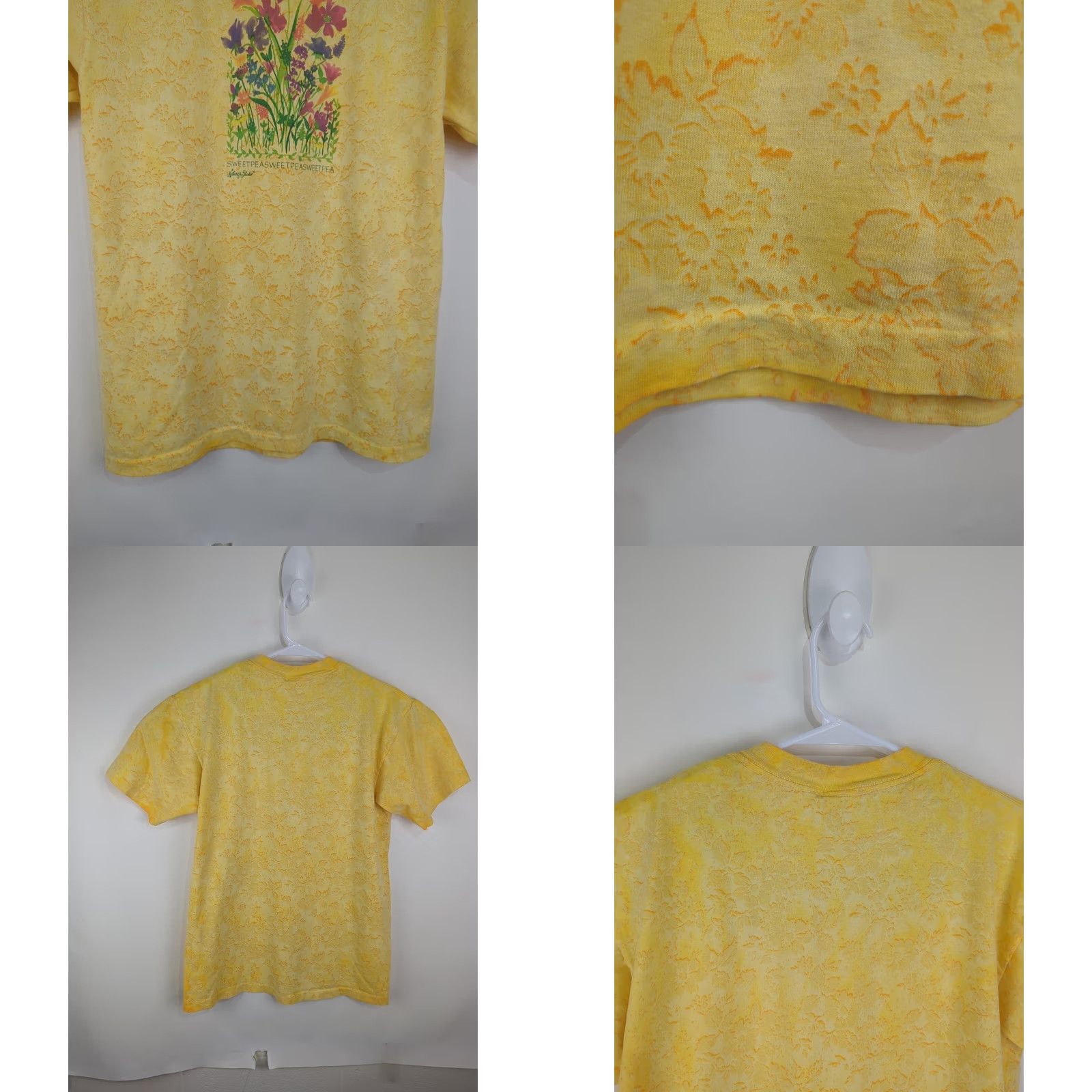 Vintage VINTAGE Nature's Studio Sweet Pea T Shirt Floral Tie Dye All Over AOP 90s Flowers Size US M / EU 48-50 / 2 - 9 Thumbnail