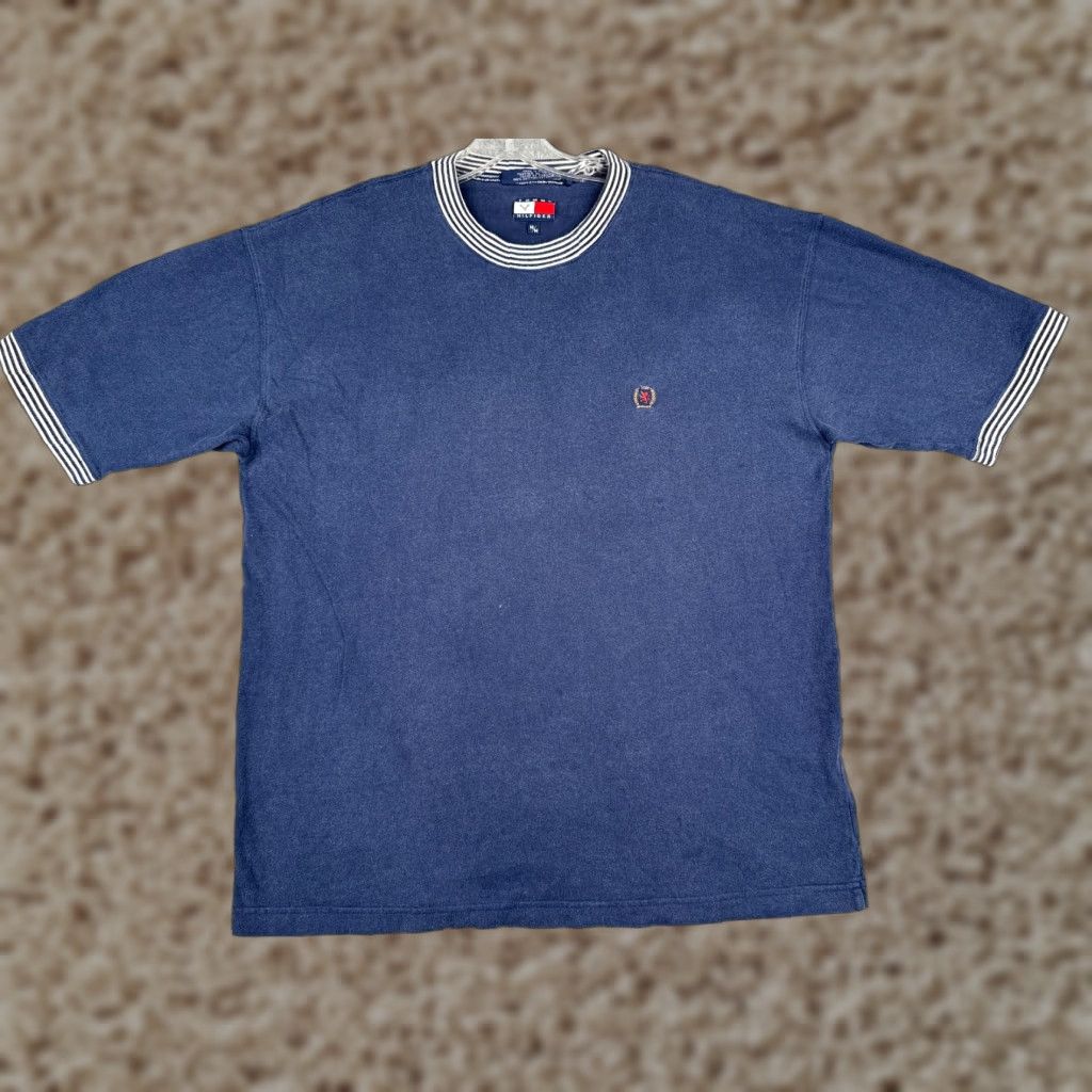 Tommy Hilfiger VINTAGE Tommy Hilfiger Shirt Adult Medium Blue Short Sleeve Crew Neck Cotton READ Size US M / EU 48-50 / 2 - 1 Thumbnail