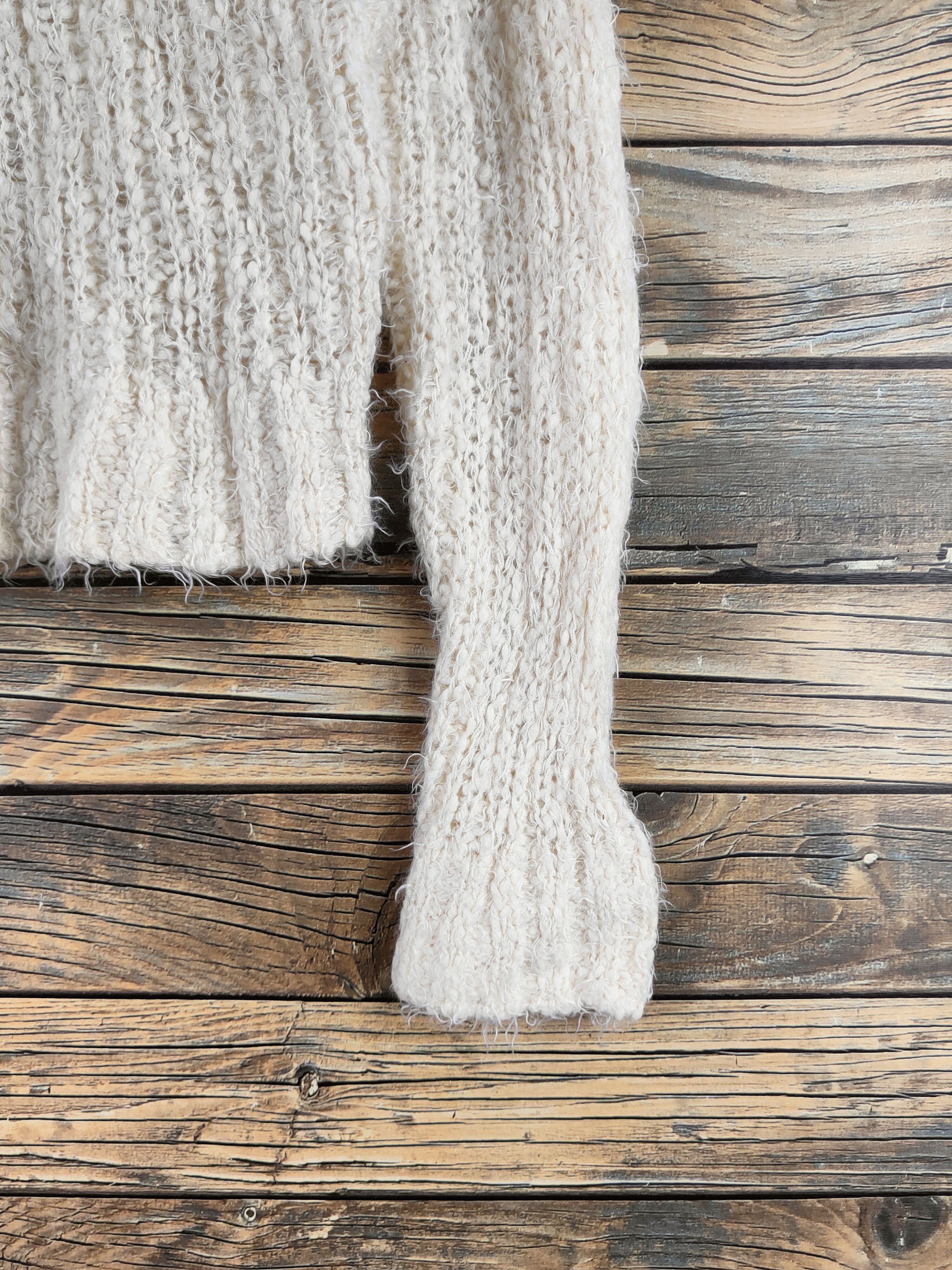 Japanese Brand DL Vis Cream Fur Mohair Knitwear #46-539 Size S / US 4 / IT 40 - 6 Thumbnail