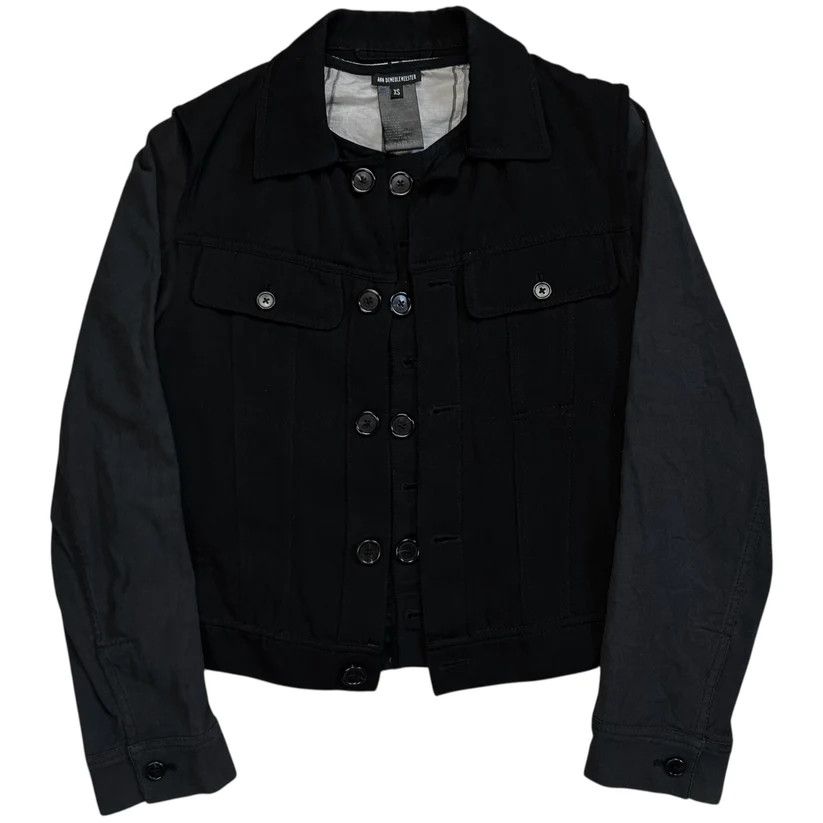 ジャケット・アウター ann demeulemeester archive jacket ANN DEMEULEMEESTER - SS03 Leather coat with zipper details (runway