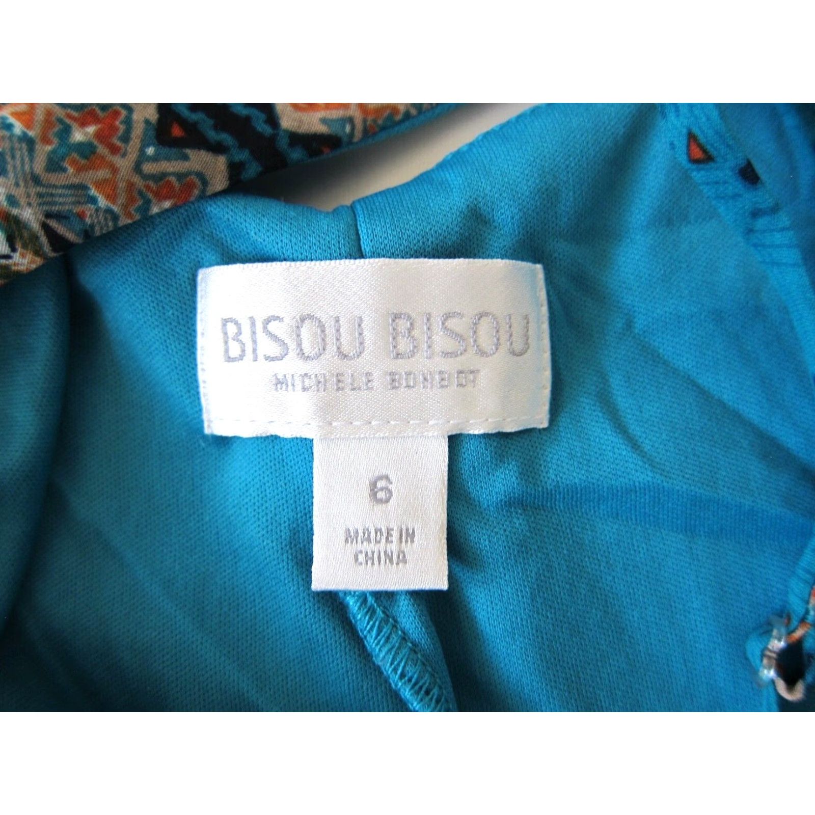 Vintage Bisou Bisou Michele Bohbot Maxi Dress Spaghetti Strap Blue Orange Silky Long 6 Women's Size M / US 6-8 / IT 42-44 - 5 Thumbnail