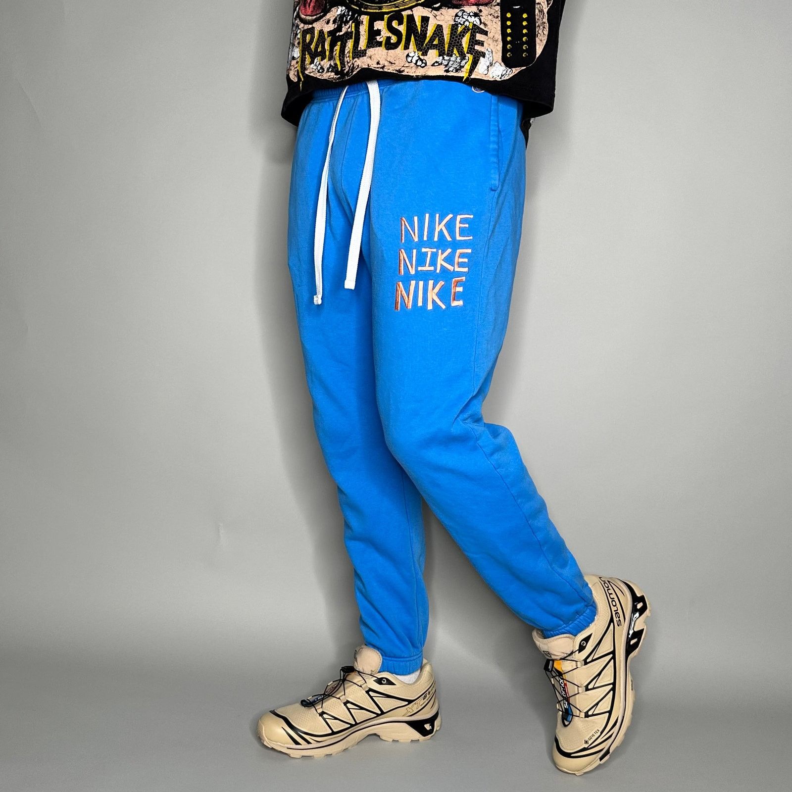 Vintage Y2K Nike Sweatpants Mens S Blue Peach Logo Joggers