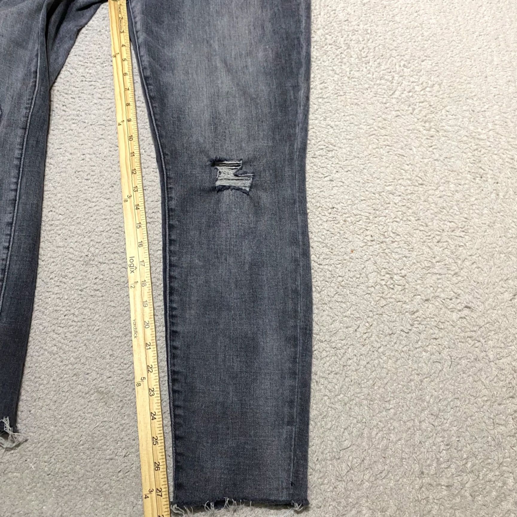 Lucky Brand Lucky Brand Jeans Bridgette Skinny Womens 12 Gray Denim High Rise Distressed Slim Fit 5-Pocket Regular Inseam 27 Size 34" / US 12 / IT 48 - 6 Thumbnail