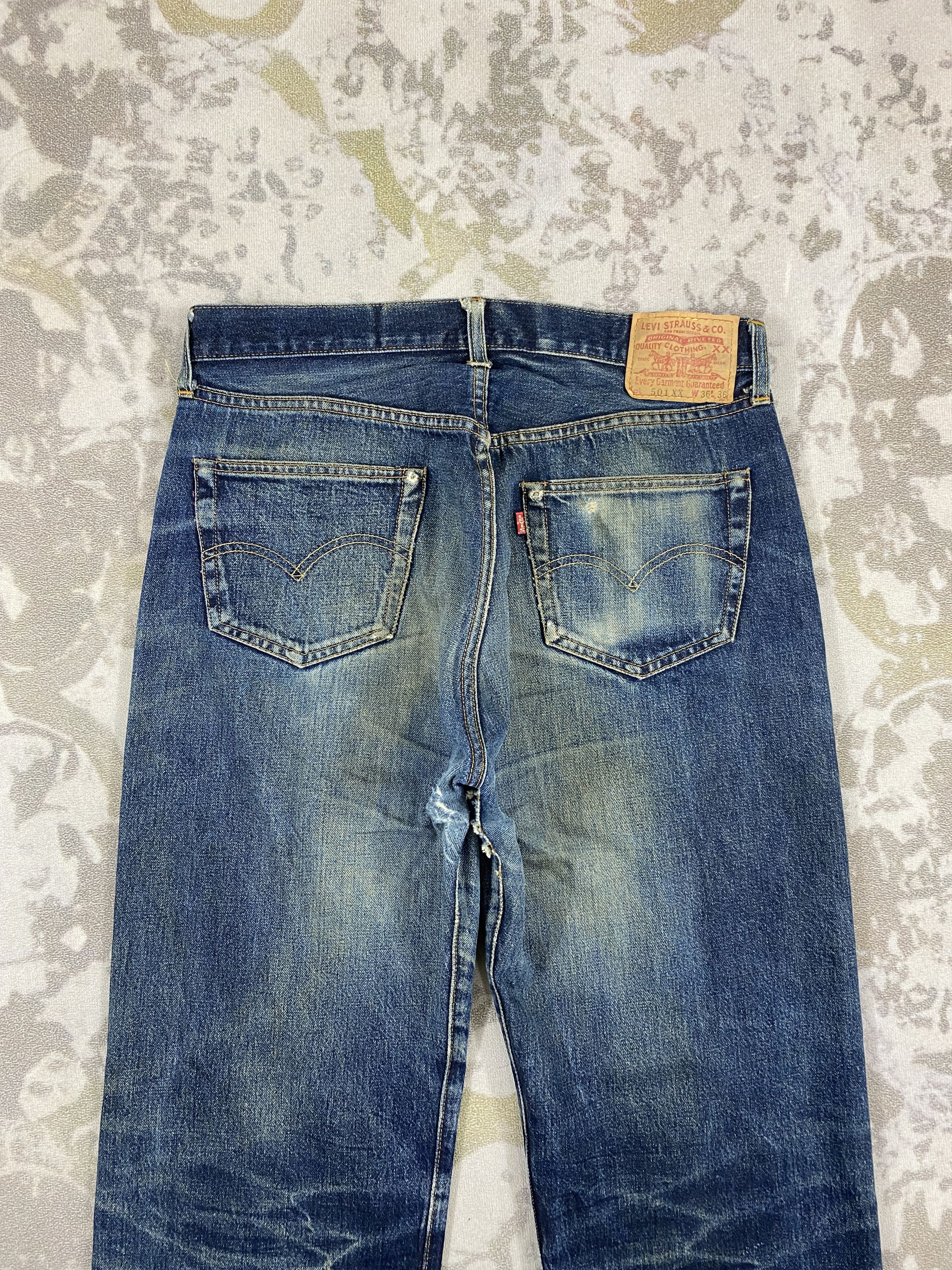 If Six Was Nine 33x32.5 Redline Vintage Levi's 501 Big E Top Button 555 Size US 33 - 4 Thumbnail