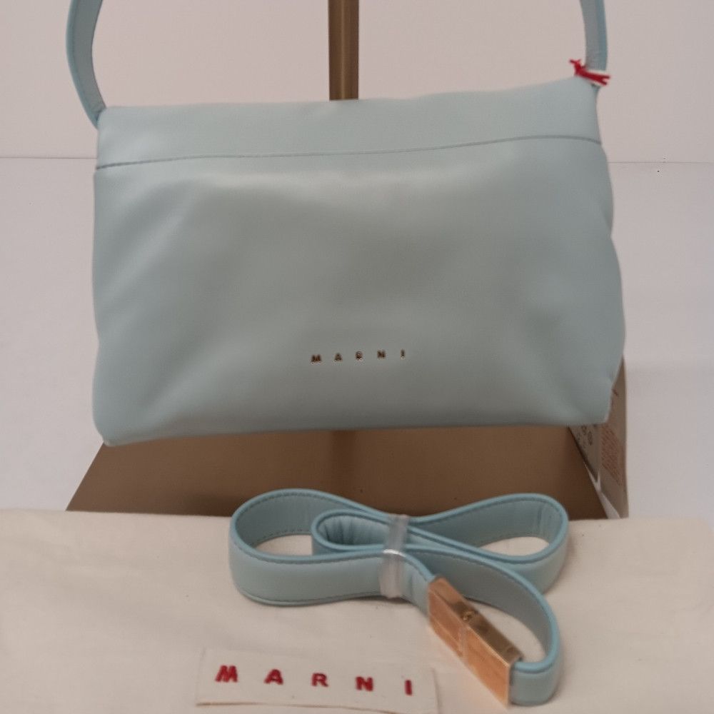 Marni Marni Womens Small Leather Prisma Crossbody Bag - Light Blue Size ONE SIZE - 3 Thumbnail