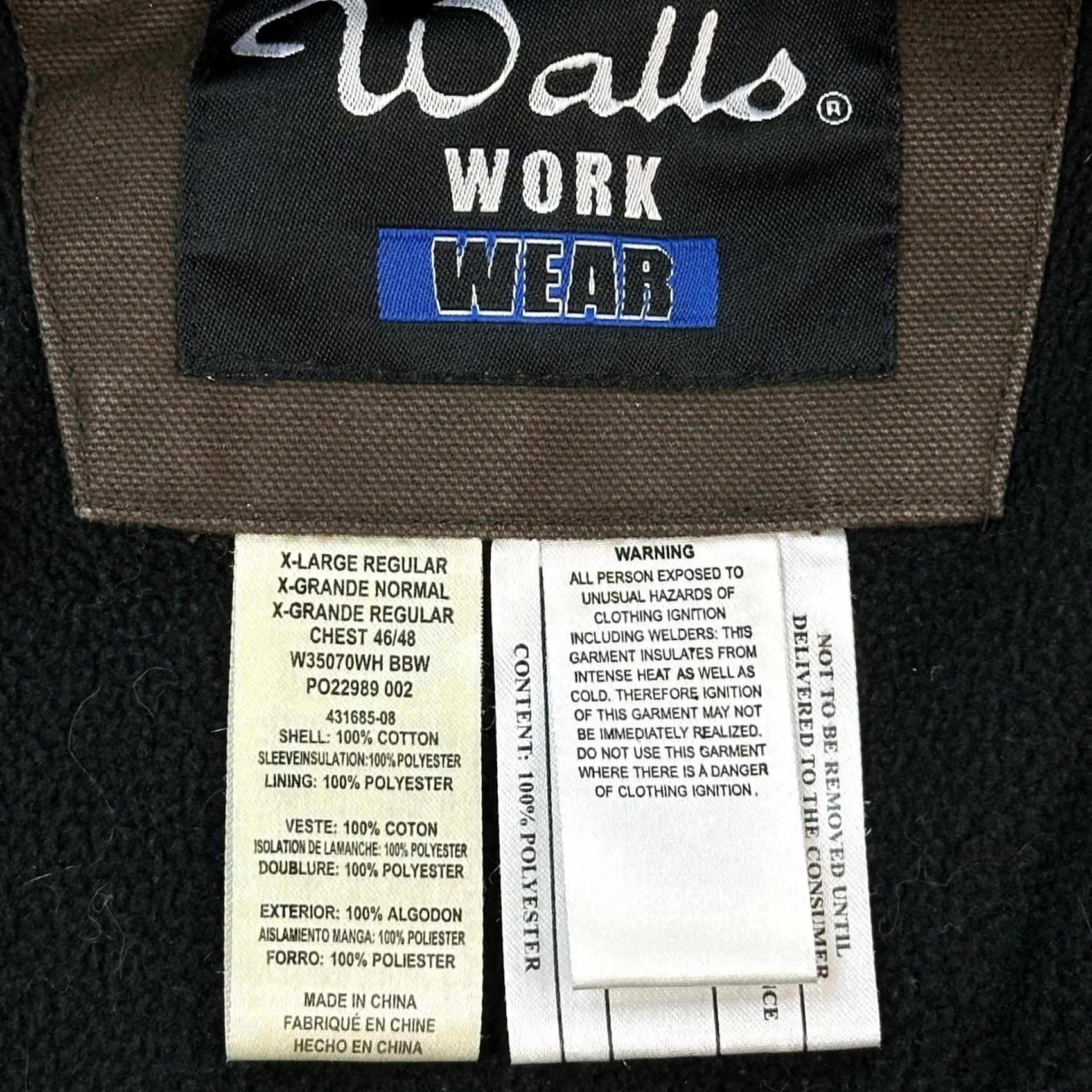 Walls Walls Workwear Jacket Mens XL Brown Duck Canvas Fleece Lined Hooded Full Zip Y2K Size US XL / EU 56 / 4 - 6 Thumbnail