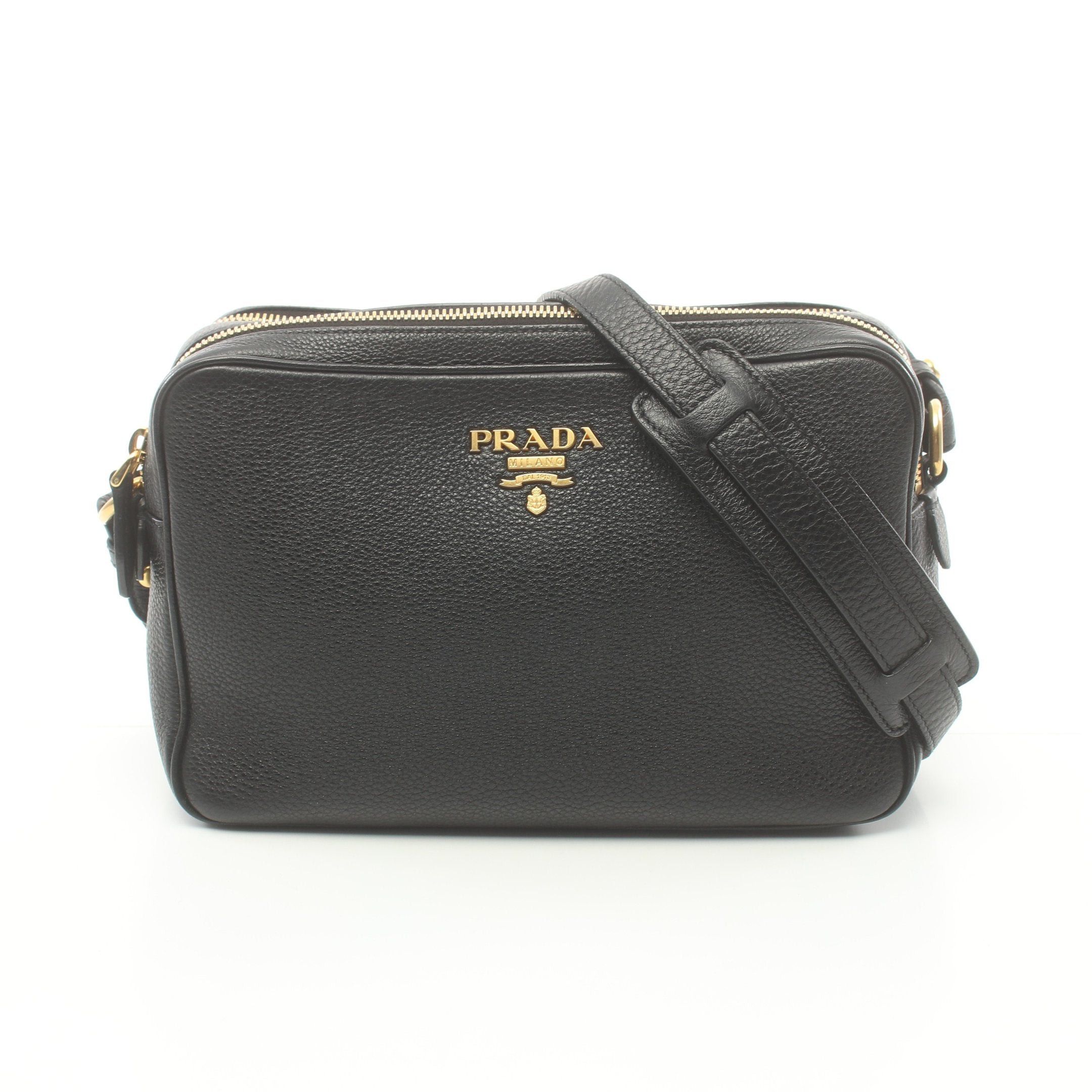 image of Prada Vitello Phenix Shoulder Bag Leather Black, Women's