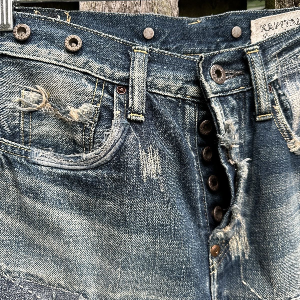 Kapital Selvedge Buckle Back Crash Boro Denim Shorts jort 5 pockets Size US 36 / EU 52 - 6 Thumbnail