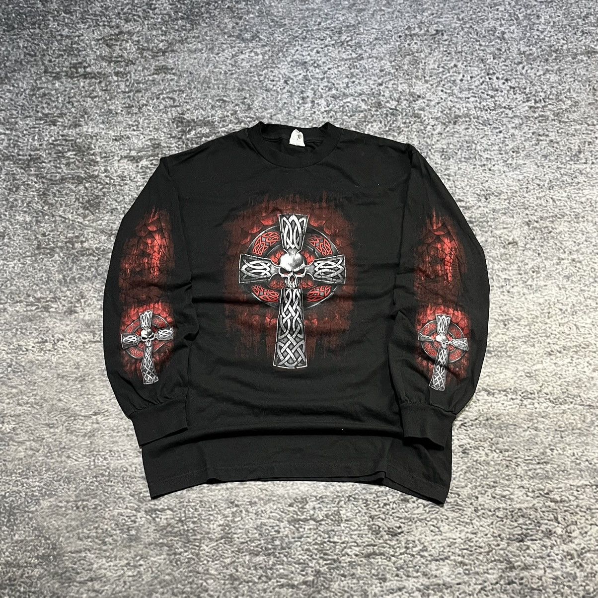 JNCO Vintage Y2K JNCO Style Skull Cross Shirt Longsleeve Grunge Size US L / EU 52-54 / 3 - 1 Thumbnail