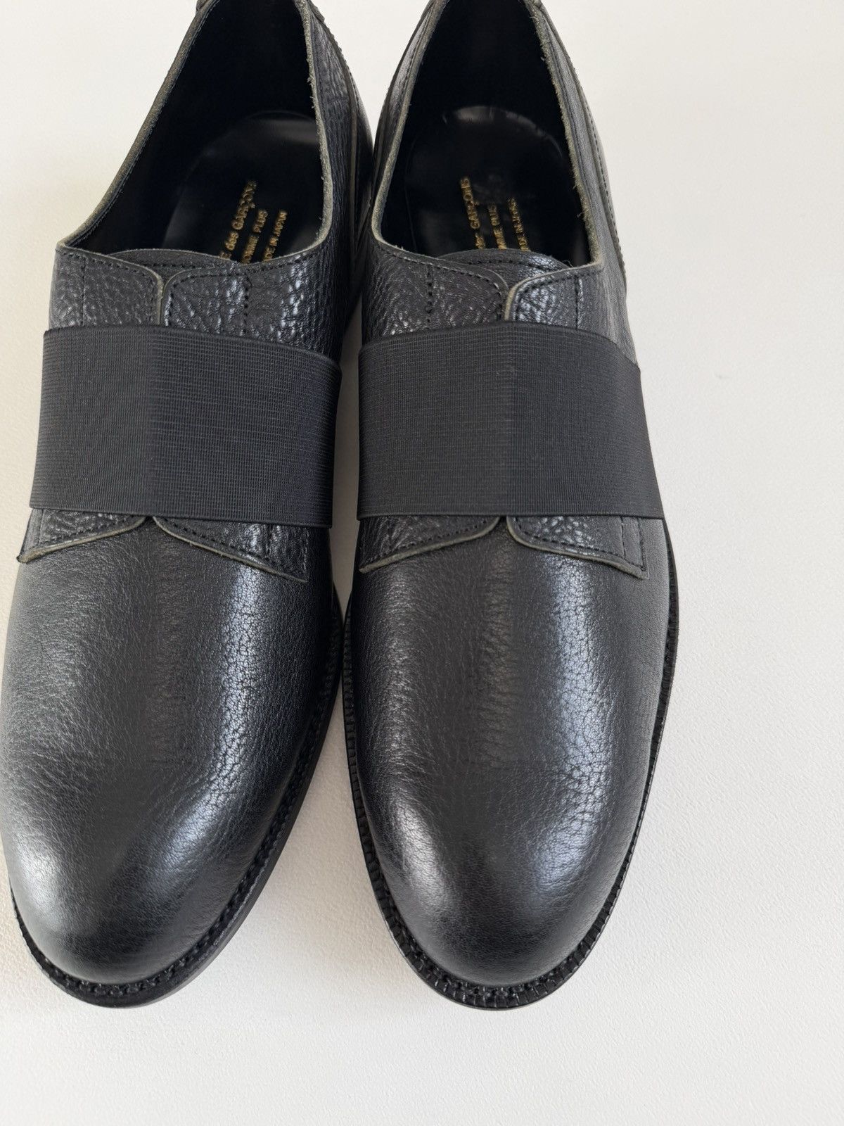 Comme des Garcons Black Leather ‘Elastic Strap’ Derby Shoes Size US 9 / EU 42 - 11 Thumbnail