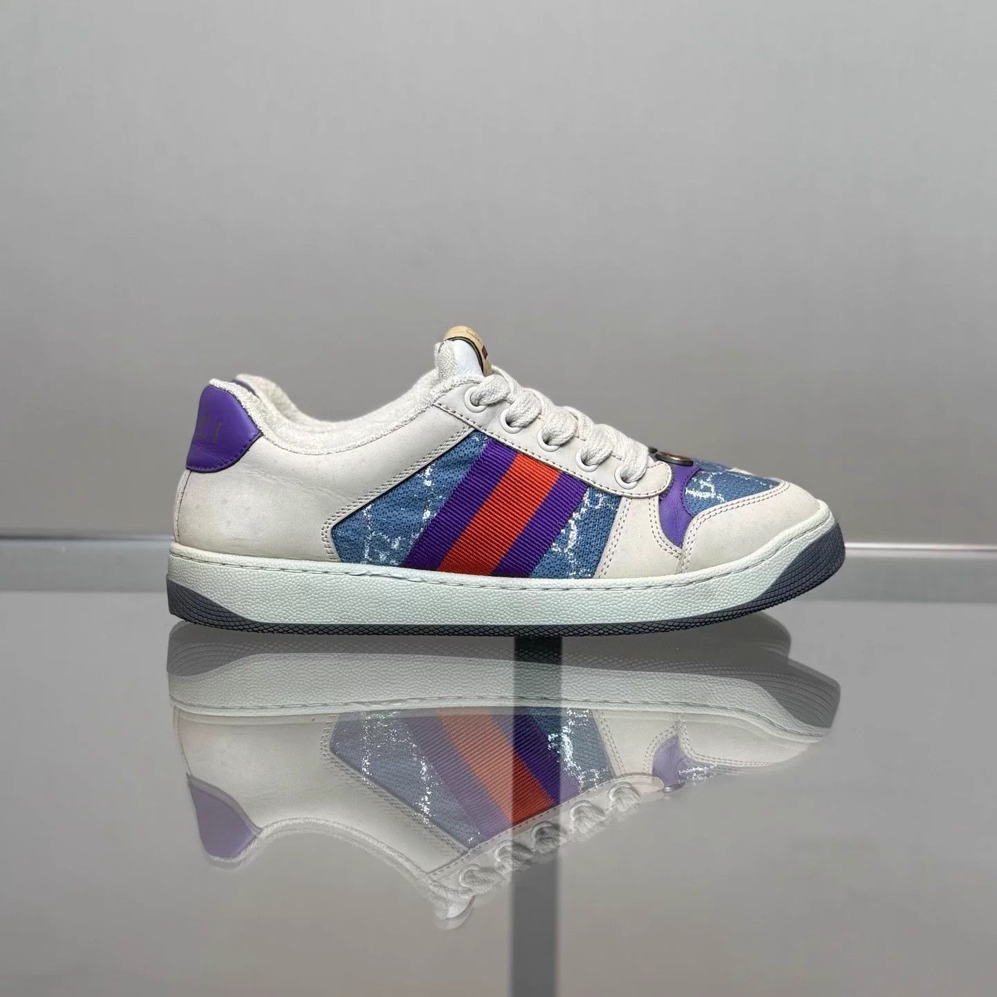 Gucci Gucci Distressed Crystal Sneakers White/Purple Size US 5 / IT 35 - 3 Thumbnail