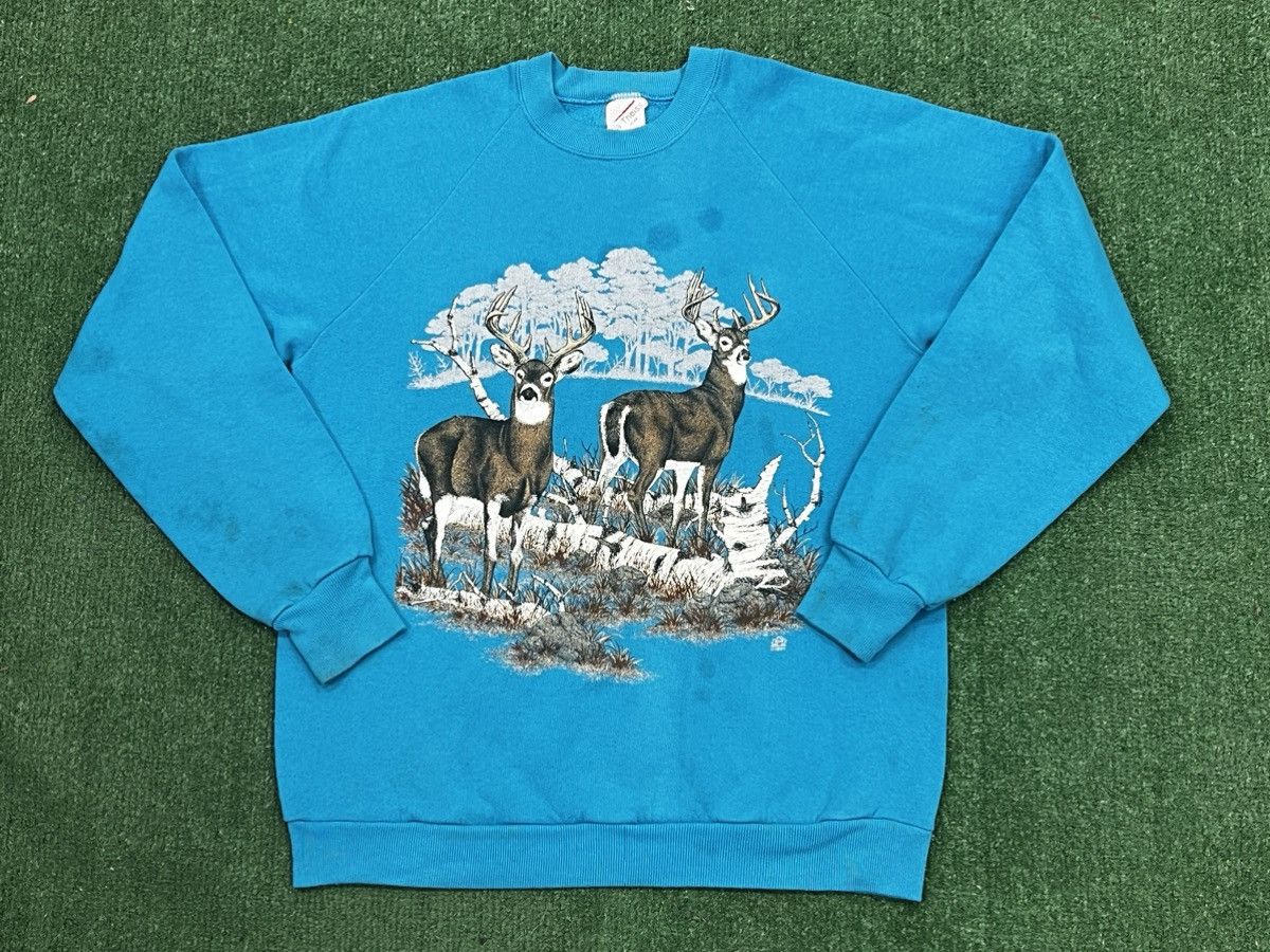 Jerzees Vintage 80s Deer Crewneck Sweatshirt Size US M / EU 48-50 / 2 - 1 Thumbnail