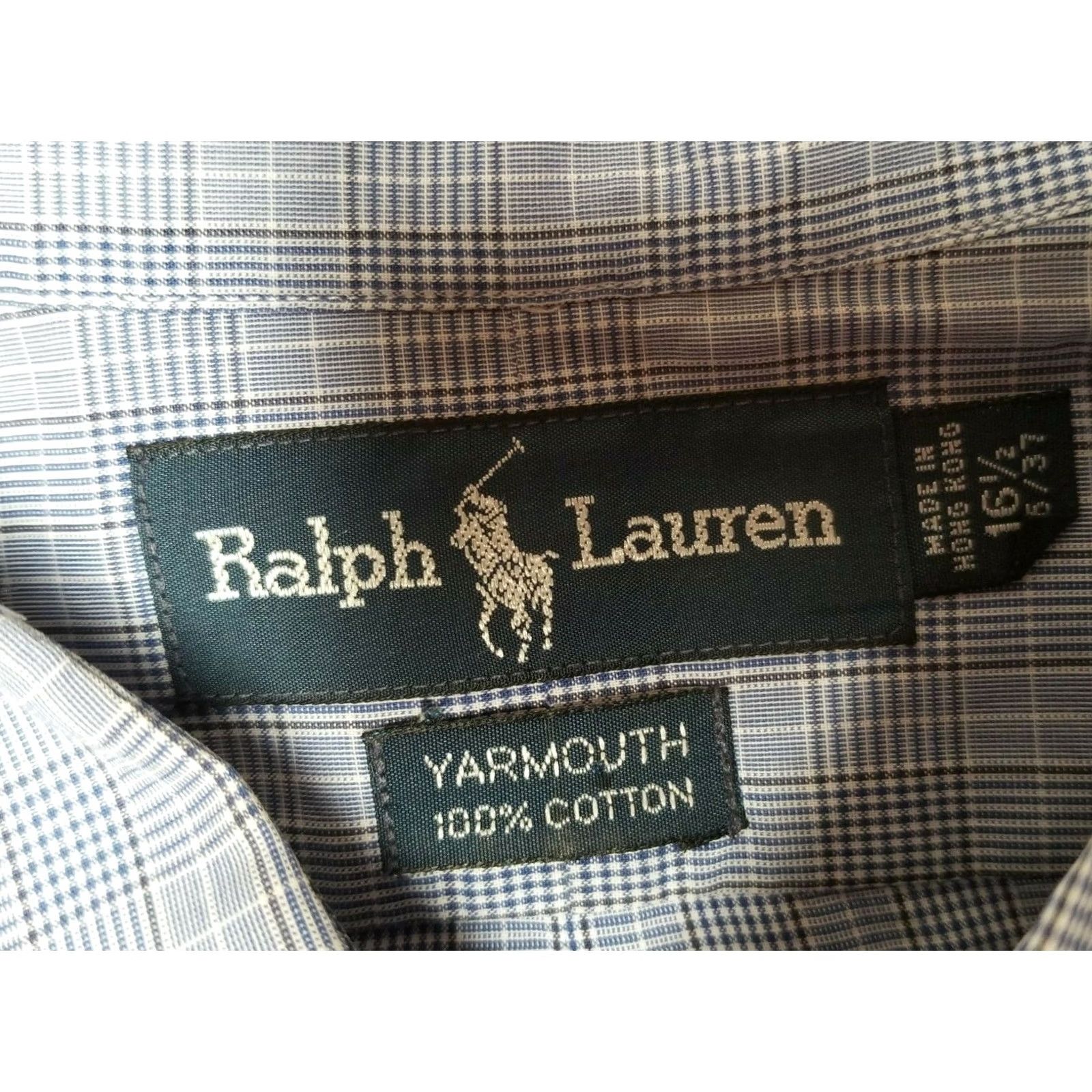 Ralph Lauren Ralph Lauren Men's Blue Cotton Glen Check Dress Shirt Sz 16 1/2 Button-Down Yarmouth Size 42R - 3 Thumbnail