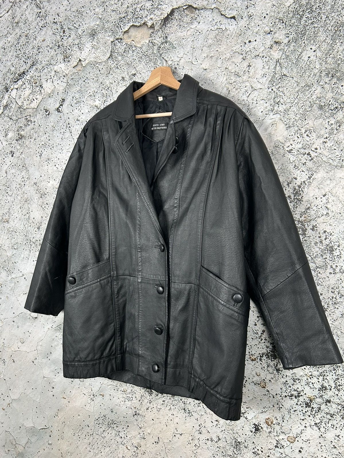 Genuine Leather Vintage Avant Garde Black Genuine Leather Jacket Designer Size US M / EU 48-50 / 2 - 2 Thumbnail