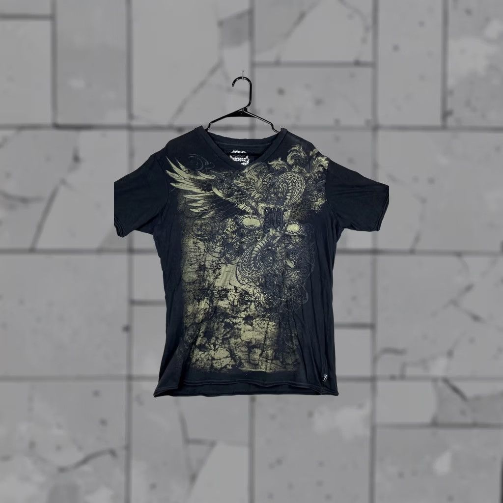 Vintage Modern Culture Shirt Mens Large Black Gold V Neck Graphic Eagle Snake Crest Tee Size US L / EU 52-54 / 3 - 1 Thumbnail