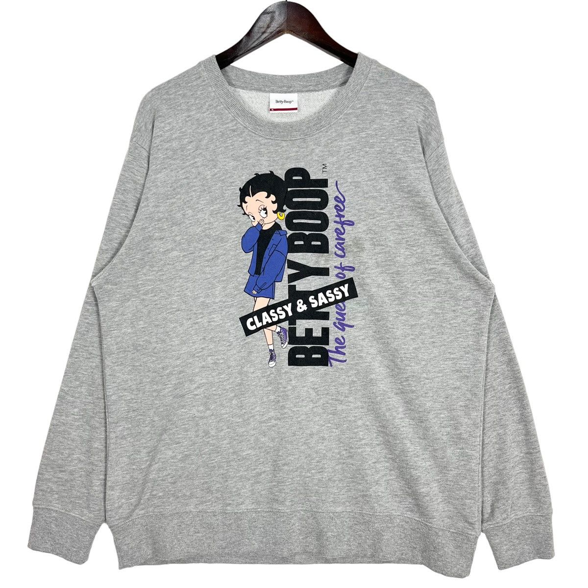 image of American Classics x Cartoon Network Betty Boop Cartoon Classy & Sassy Sweatshirt in Grey (Size XL)