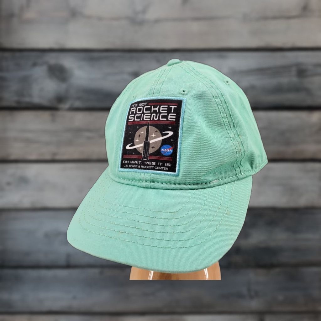 Vintage US Space And Rocket Center Rocket Science Baseball Cap Hat Teal Green Cap Adjust Adjustable Unisex Adults Space Logo Vintage No Size ONE SIZE - 1 Thumbnail