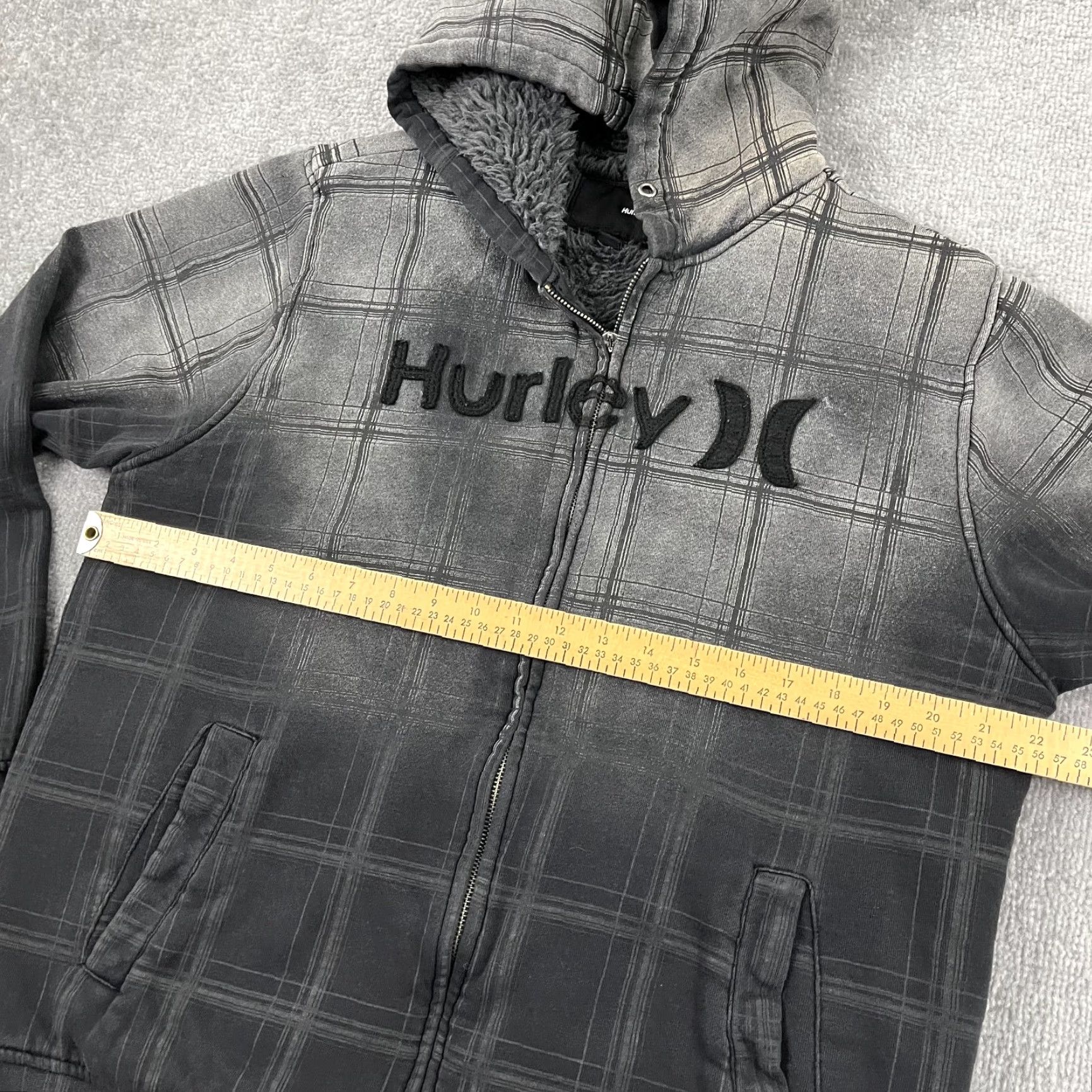 Hurley Hurley Jacket Adult Small Gray Sherpa Hooded Skater Punk Cyber Grunge Emo Mens Size US S / EU 44-46 / 1 - 5 Thumbnail