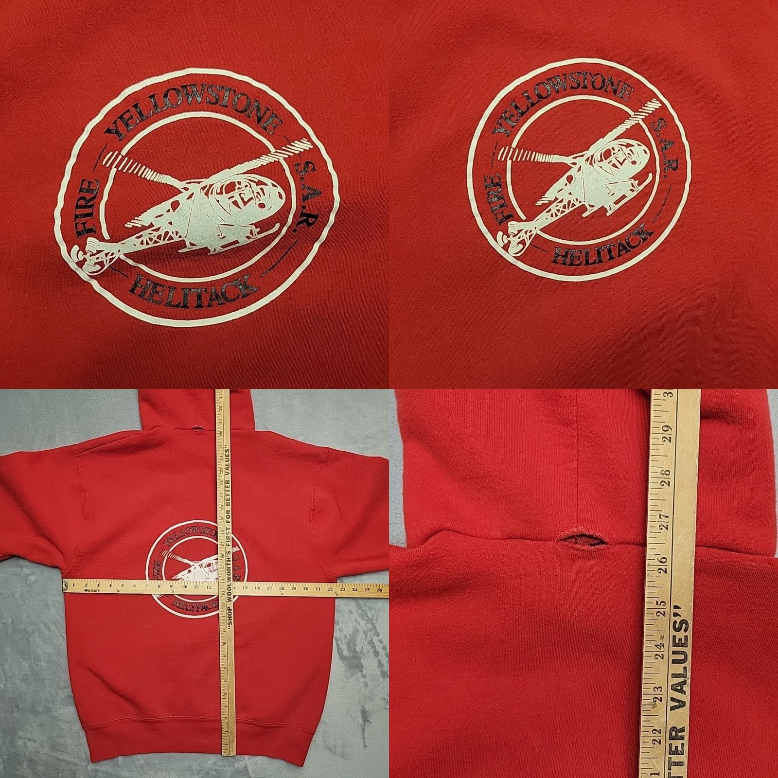 Vintage VINTAGE Wildland Fire Fighter Hoodie Mens M Red Sweatshirt Yellowstone Helitack SAR Shirt Mens M Red Graphic Print Logo Size US M / EU 48-50 / 2 - 8 Thumbnail