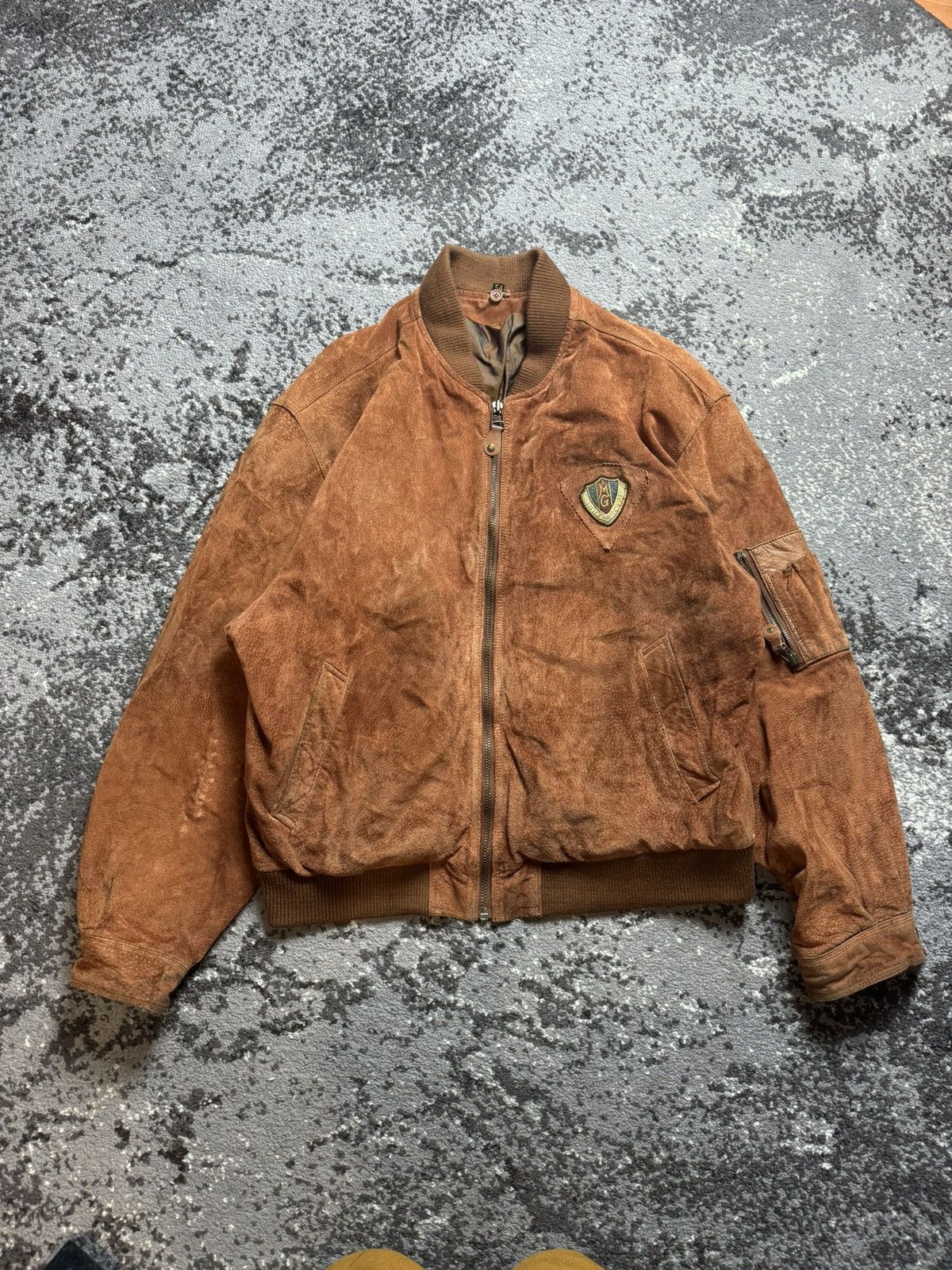 Japanese Brand × Vintage Vintage Y2K Suede Leather Avantgarde Aviator Bomber Jacket Size US L / EU 52-54 / 3 - 1 Thumbnail