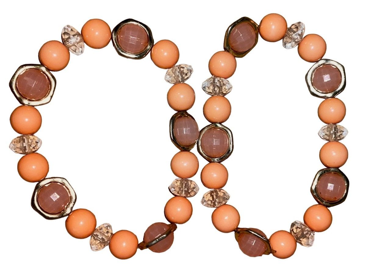 Vintage Vintage 1970 Peach Bellini Coral Bracelet Set Size ONE SIZE - 10 Thumbnail
