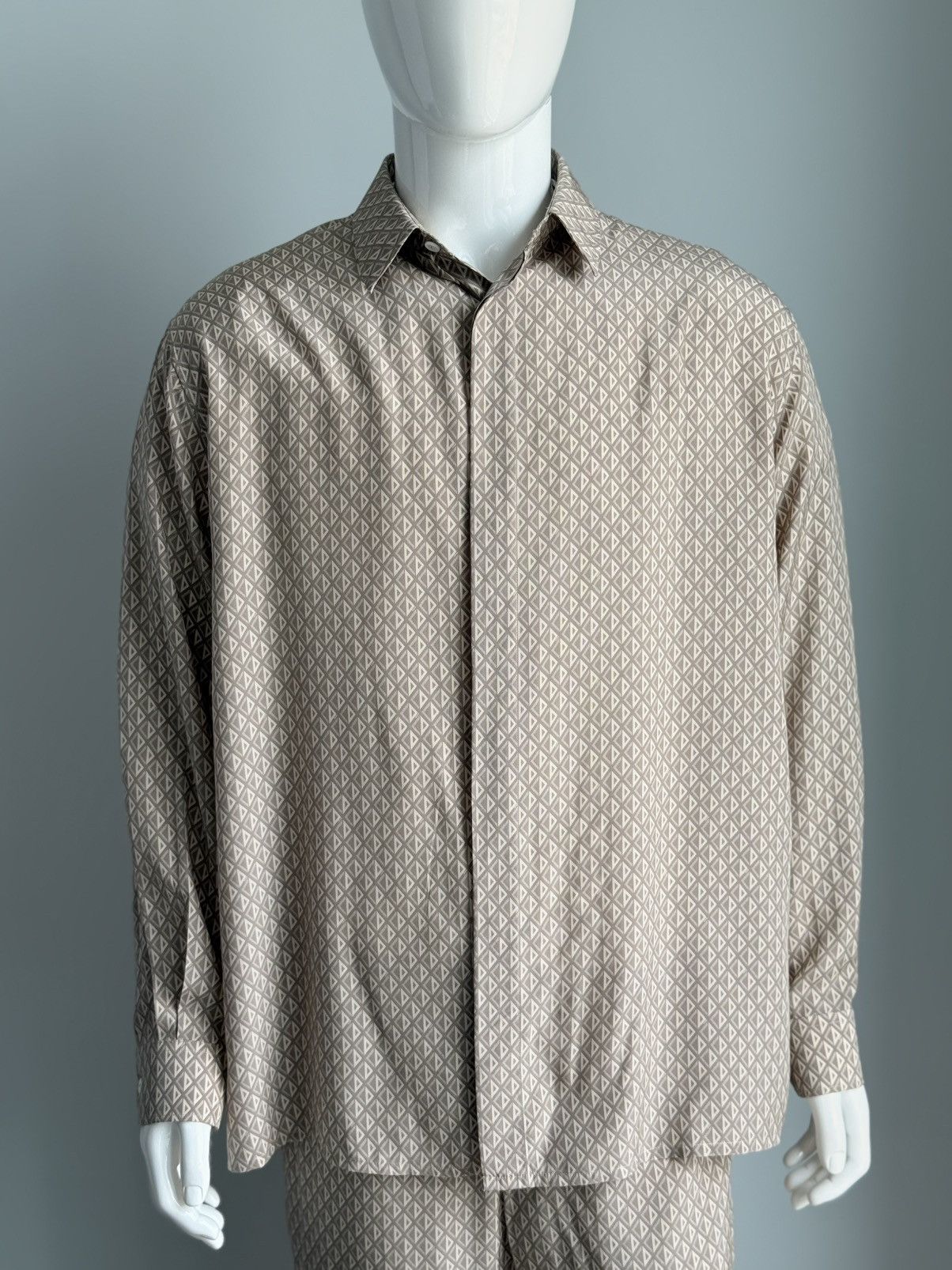 Dior Dior Oblique 100% Silk Set Monogram Beige Pants + Shirt Size US L / EU 52-54 / 3 - 6 Thumbnail