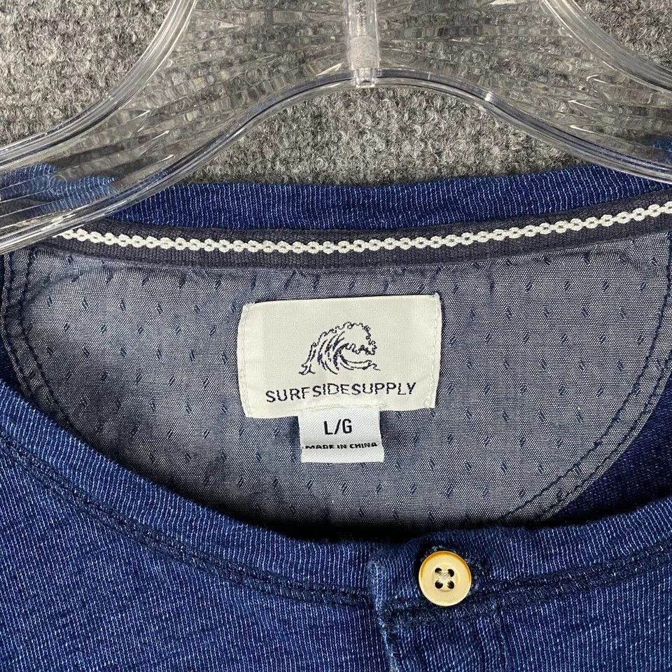 Surfside Supply Co. Surf Side Supply Henley Shirt Men's Large Blue 100% Cotton L Size US L / EU 52-54 / 3 - 3 Thumbnail
