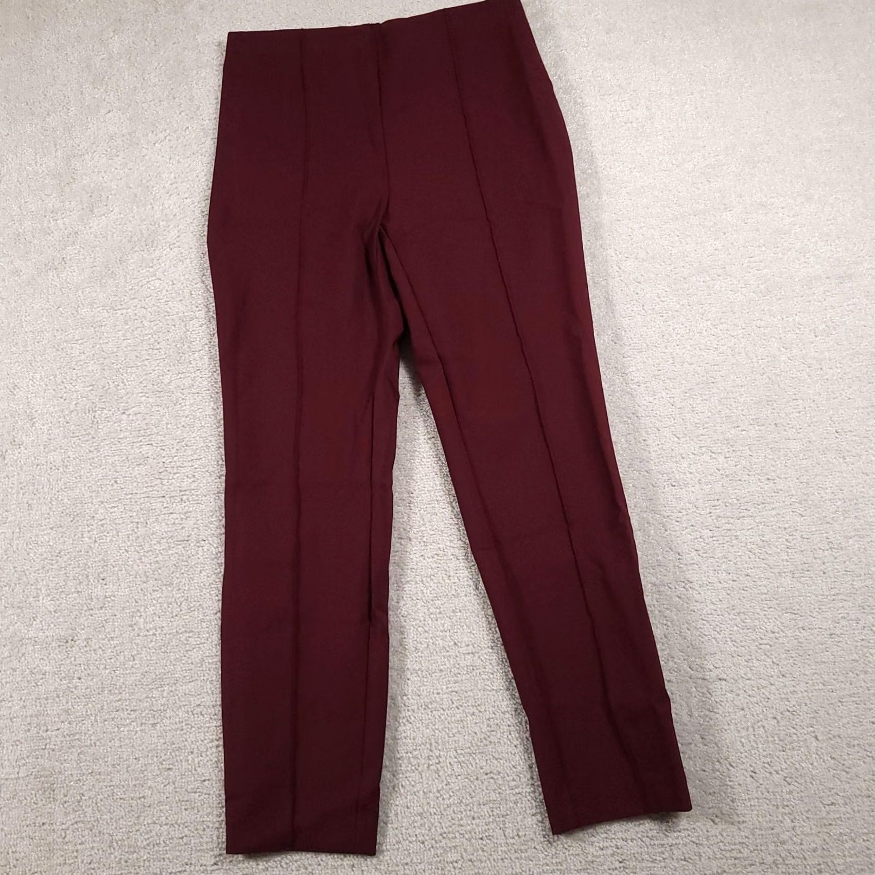 Nicole Miller Nicole Miller Pants Womens Small Burgundy High Rise Slim Stretch Dress Workwear Size 28" / US 6 / IT 42 - 2 Thumbnail