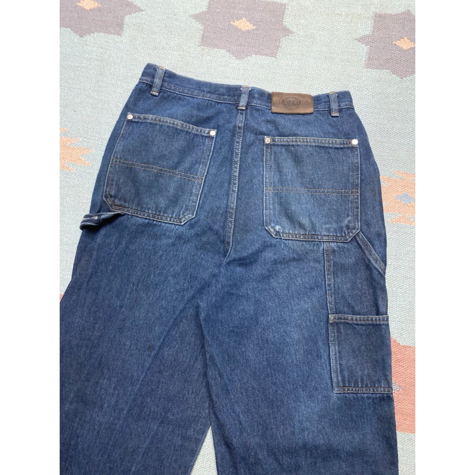 Nautica VINTAGE Nautica Jeans Wide-Leg 29x29 Men Blue Hip Hop Grunge 90s Carry Baggy Carpenter Skater Style Size US 29 - 3 Thumbnail