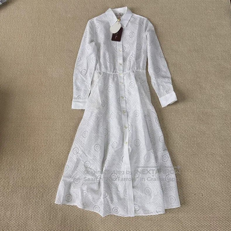 Loro Piana LORO PIANA Lace Jacquard Long Sleeve Dress Size XS / US 0-2 / IT 36-38 - 1 Thumbnail
