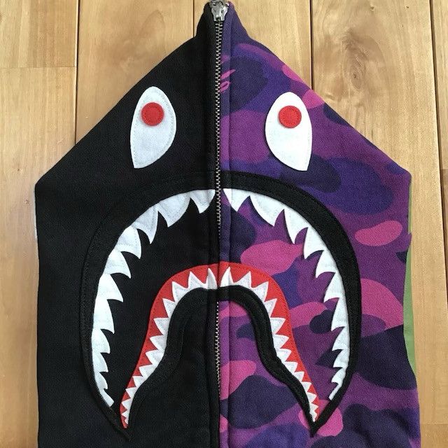 Bape BAPE Black x purple camo shark full zip hoodie a bathing ape Size US M / EU 48-50 / 2 - 3 Thumbnail