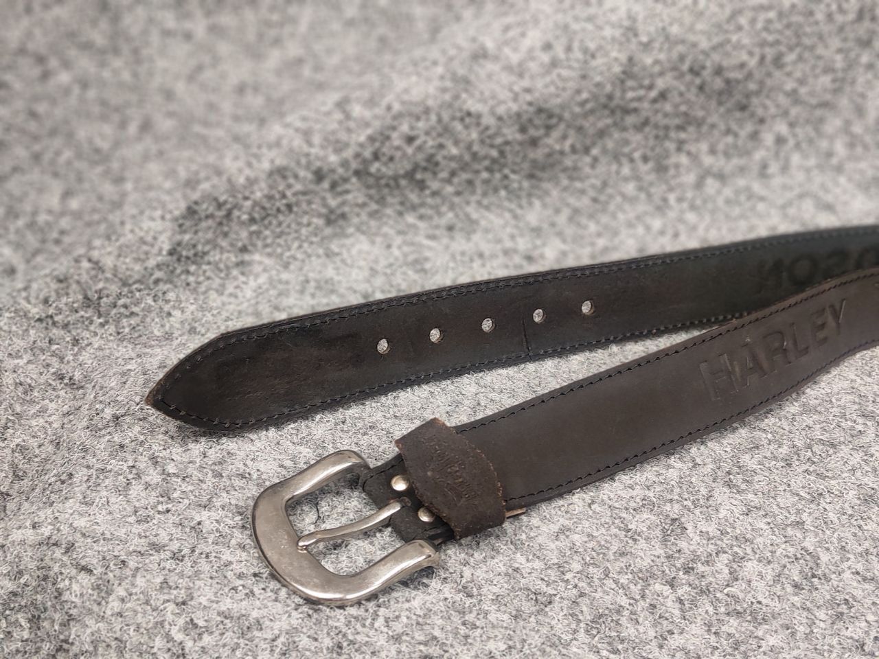Harley Davidson Vintage Harley Davidson Logo Motor Dark Brown Leather Belt Size ONE SIZE - 6 Thumbnail