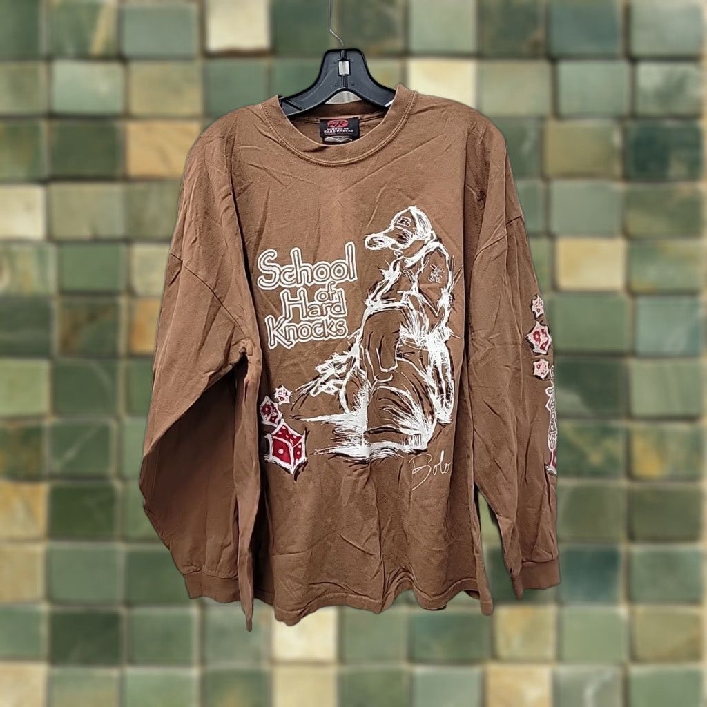 Vintage VINTAGE School Of Hard Knocks Long Sleeve Shirt Mens 2XL Brown Sweatshirt T-Shirt Distressed Classic” Size US XXL / EU 58 / 5 - 1 Thumbnail