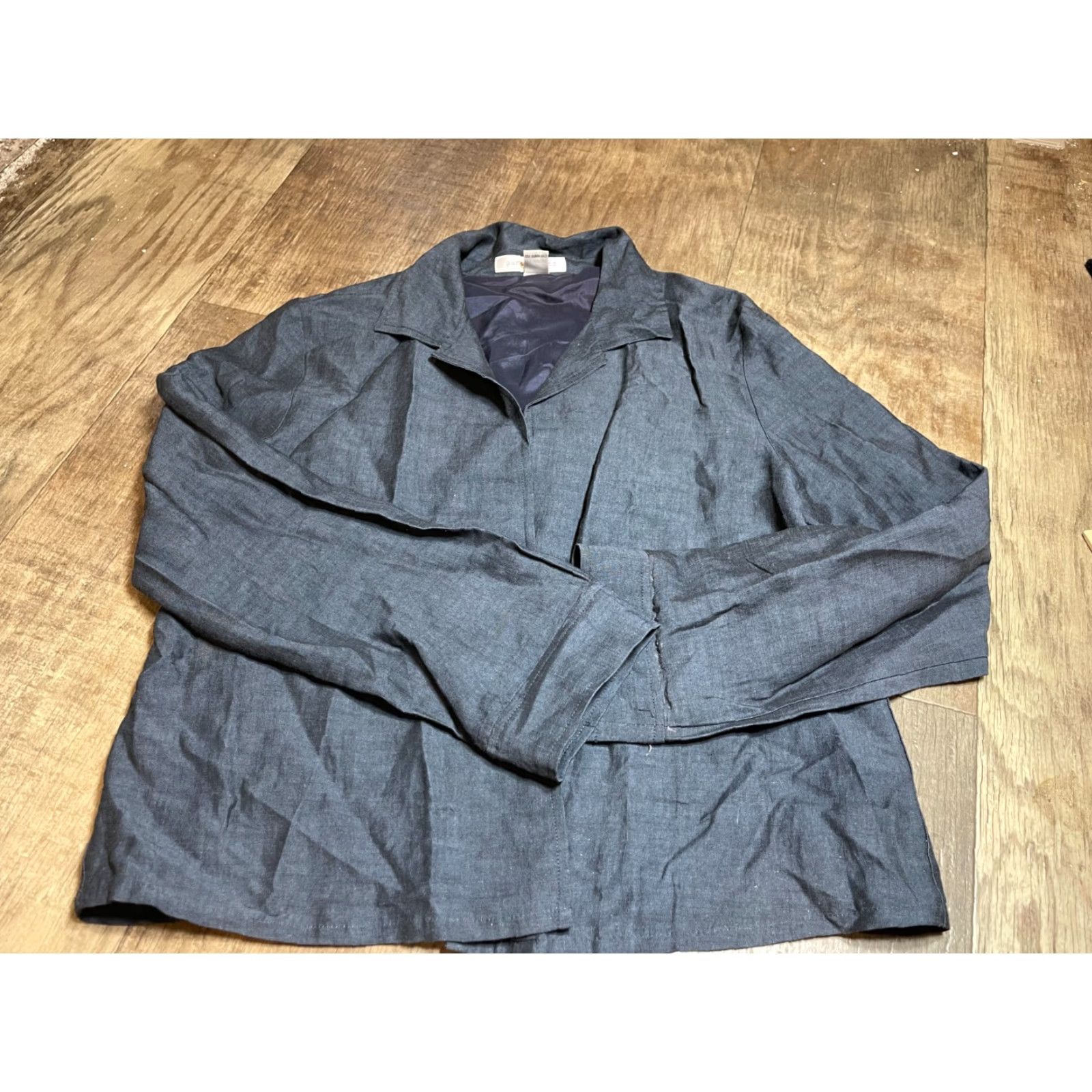 Vintage **Y2K Vintage Pursuits Women's Size 10 Navy Blue Silk Blazer** User: Y2K Vintage Pursuits Women's Size 10 Navy Blue Silk Blazer Open Front Size L / US 10 / IT 46 - 2 Thumbnail