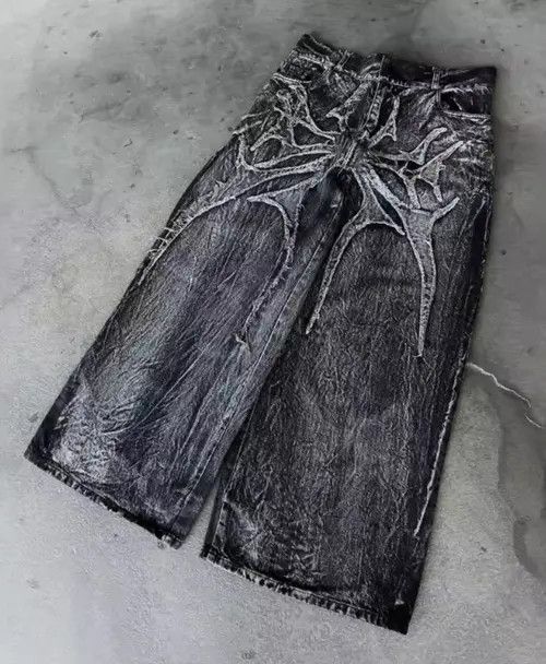 Jean Spider Embroidered Patch Baggy Jeans Size US 33 - 2 Thumbnail