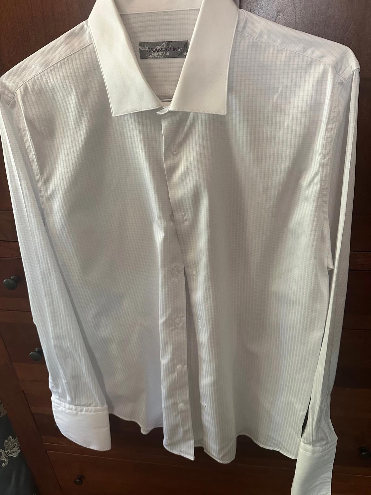 Brandini Brandolini Men's White Dress Shirt – French Cuff Size 42R - 1 Thumbnail