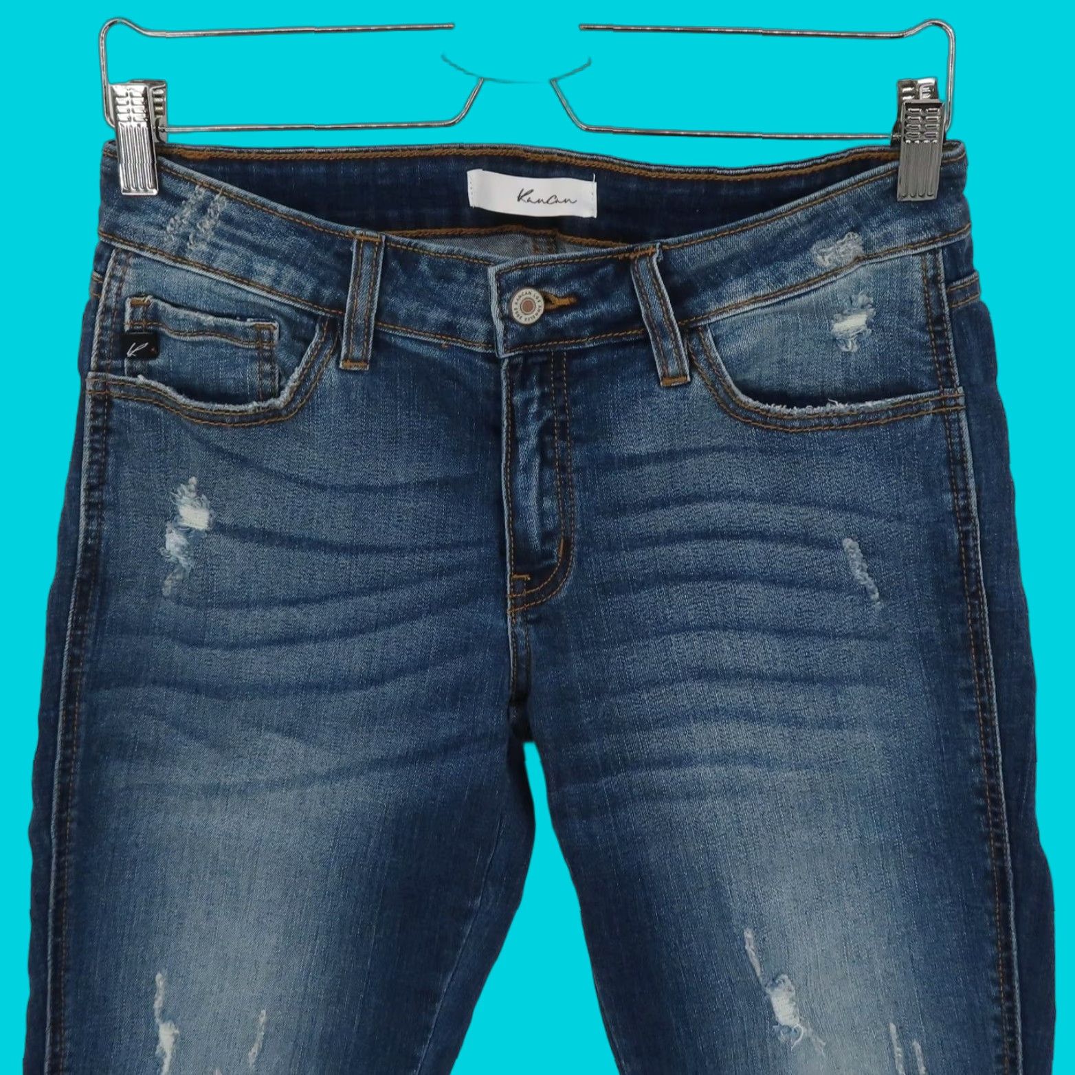 KanCan Jeans 28 Blue Distressed Denim Skinny 5-Pocket Pockets Twisted Seam Women Modern Casual Pants