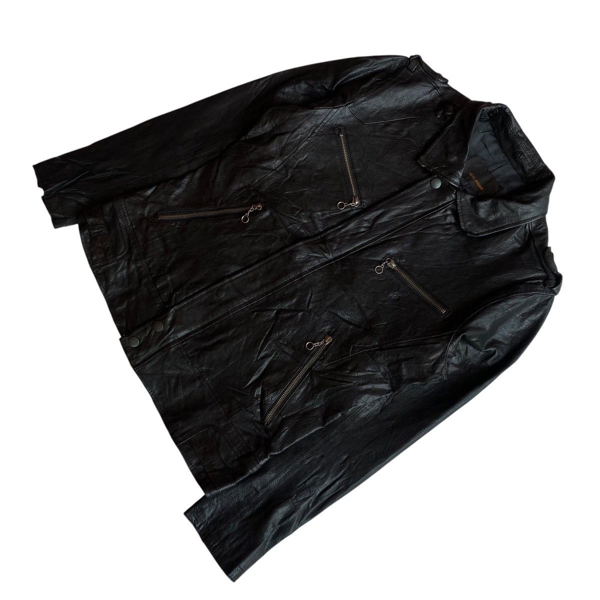 Issey Miyake × Tete Homme Issey Miyake Tete Homme Bikers Multipocket Leather Jacket Size US M / EU 48-50 / 2 - 2 Thumbnail
