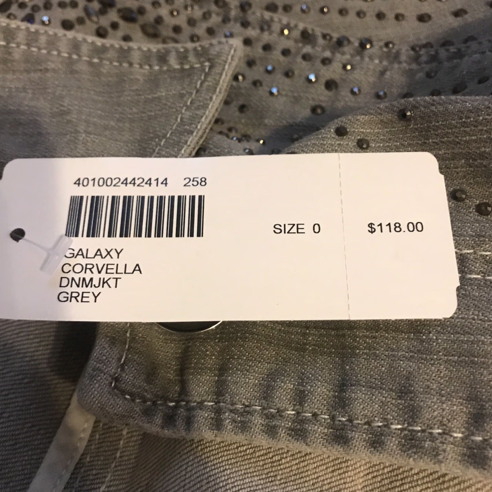 Vintage Chico's Jacket Denim Jacket Rhinestone Gray Platinum Size 0 NWT Women Regular Size XS / US 0-2 / IT 36-38 - 4 Thumbnail