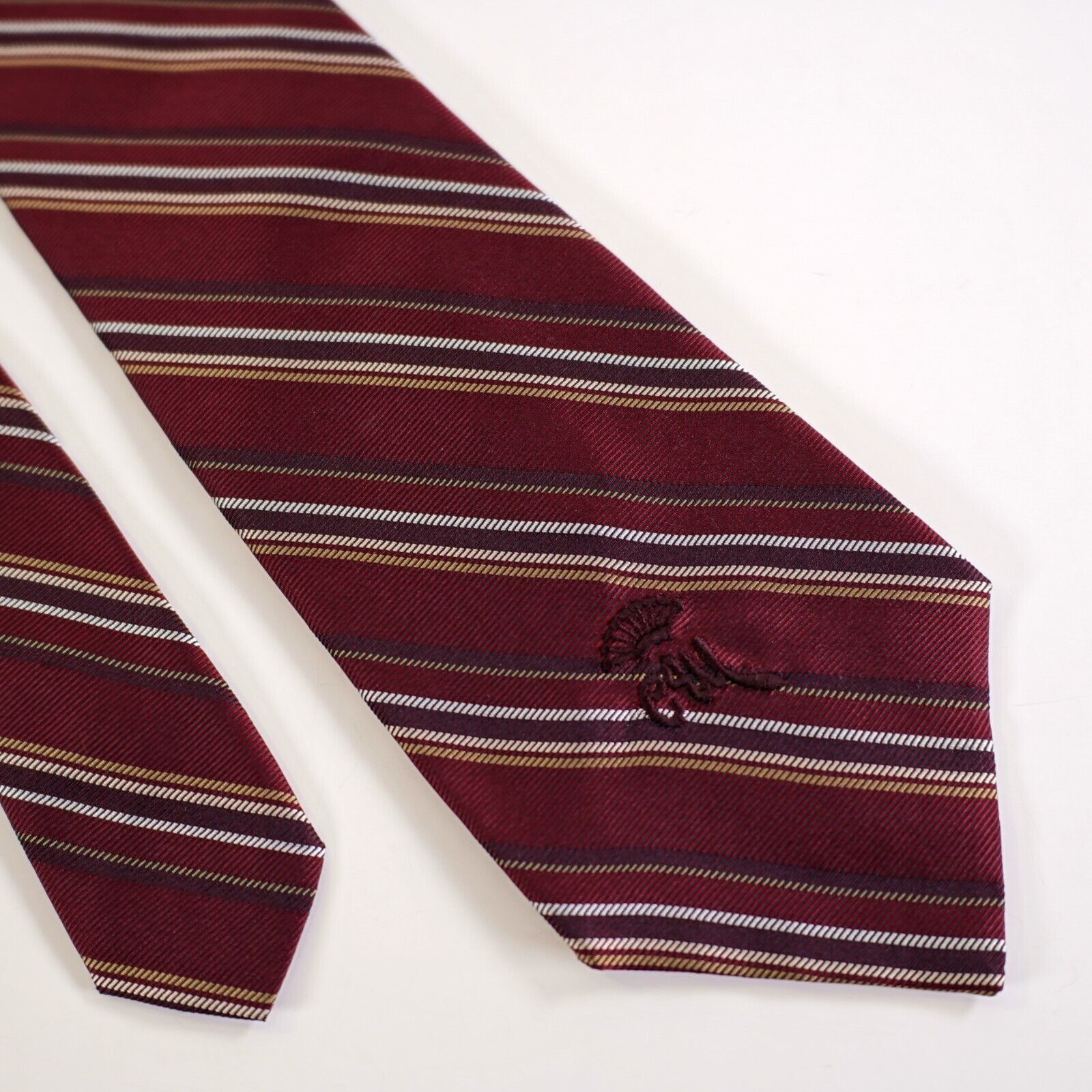 Countess Mara Countess Mara Moroon Red Woven Striped Short Silk Tie Size ONE SIZE - 1 Thumbnail